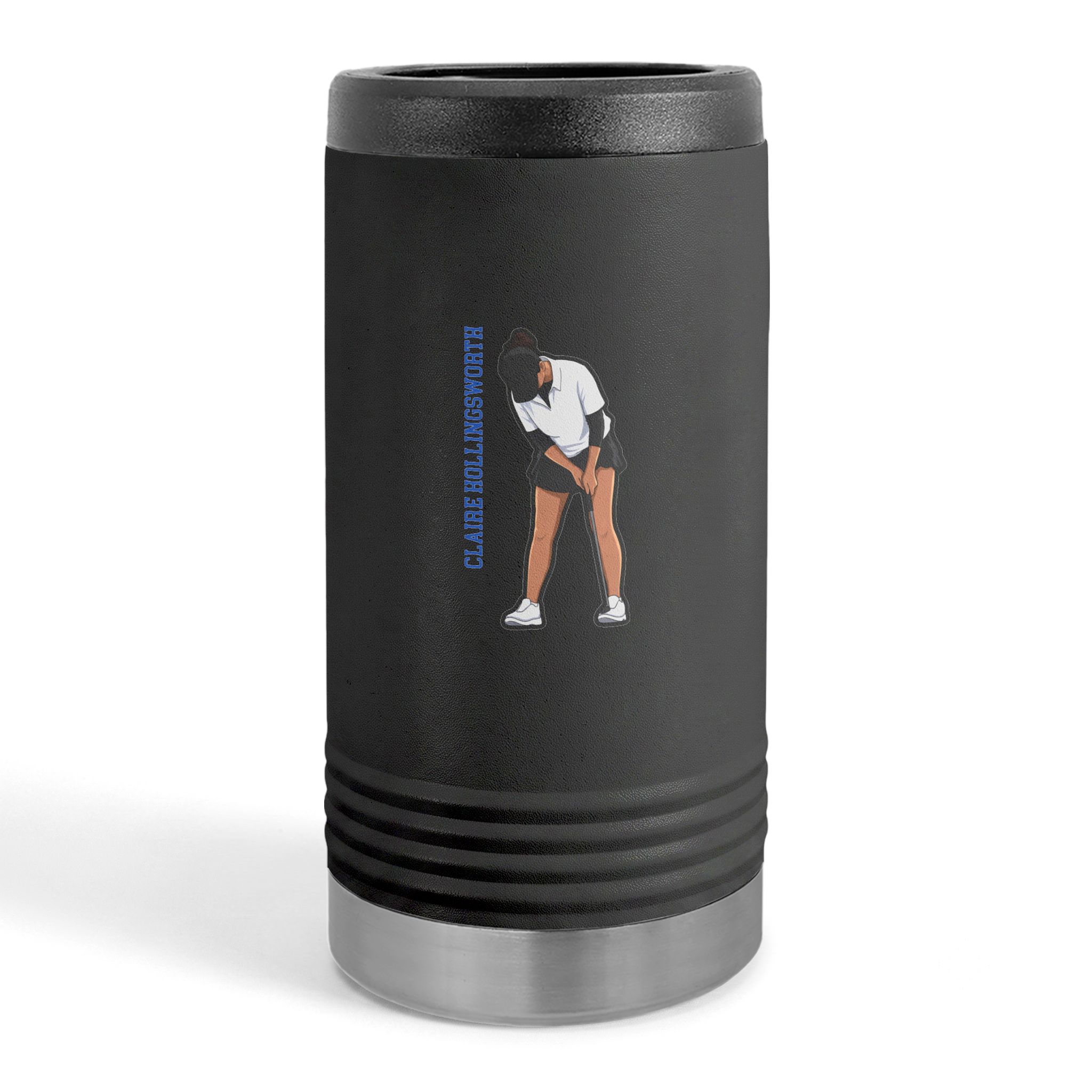 Slim Stainless Can Cooler — character_name_vertical in Black