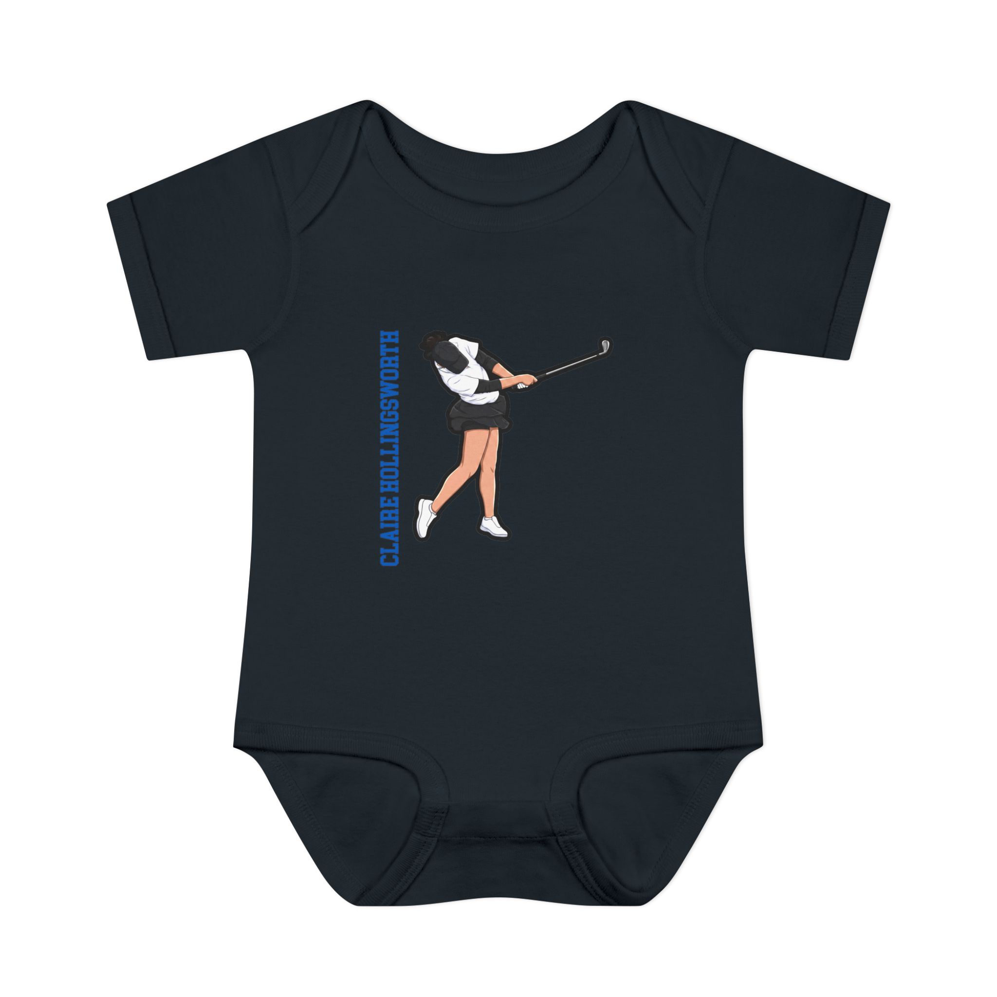 Baby Onesie — character_name_vertical in Black