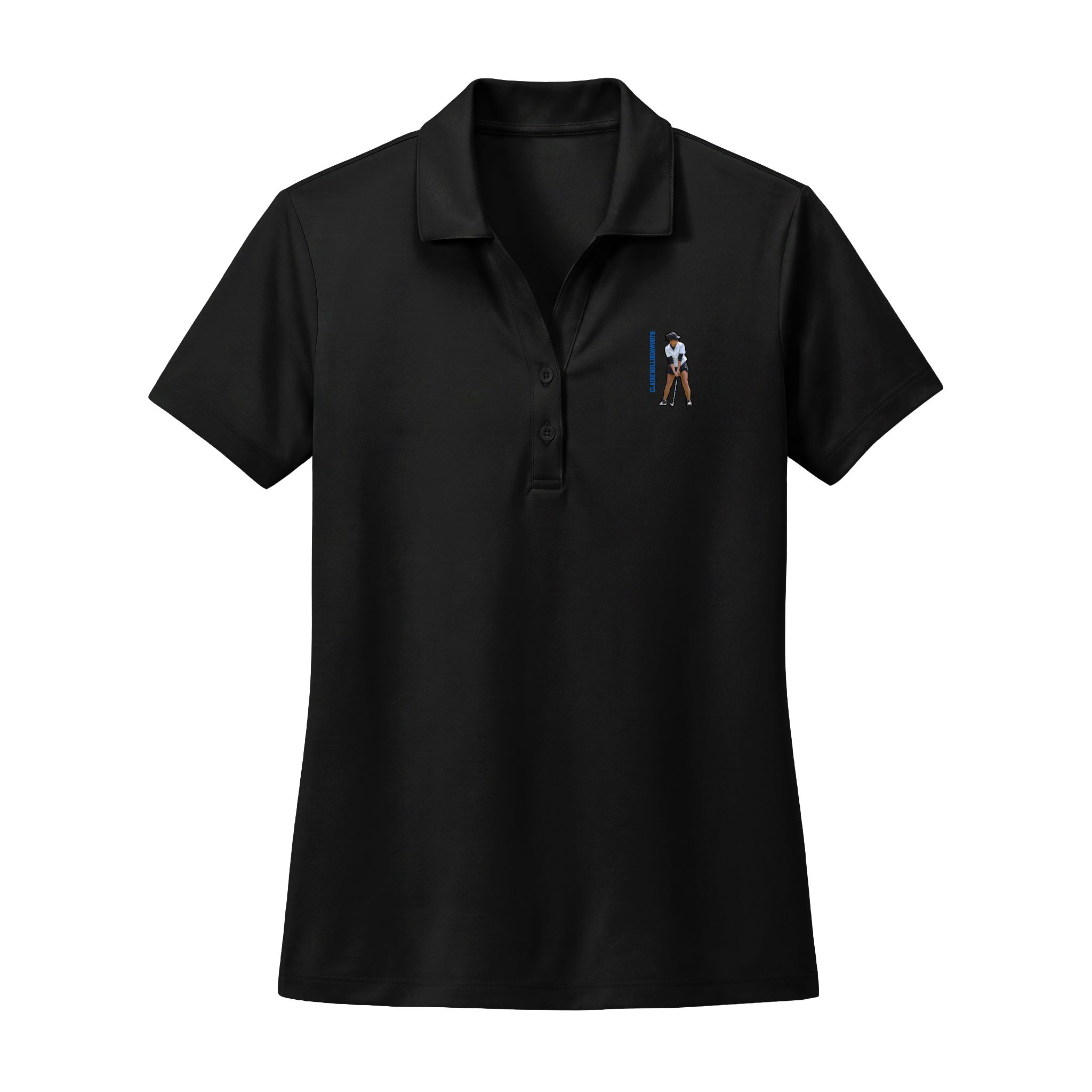 Women's Polo — character_name_vertical in Black