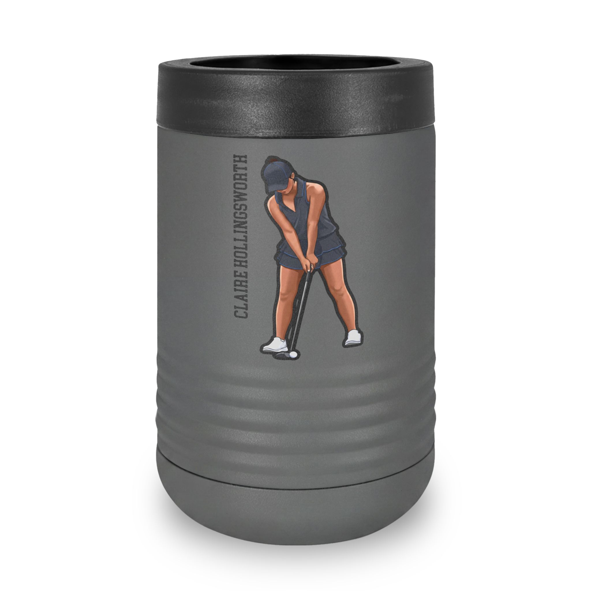 Stainless Can Cooler — character_name_vertical in Grey