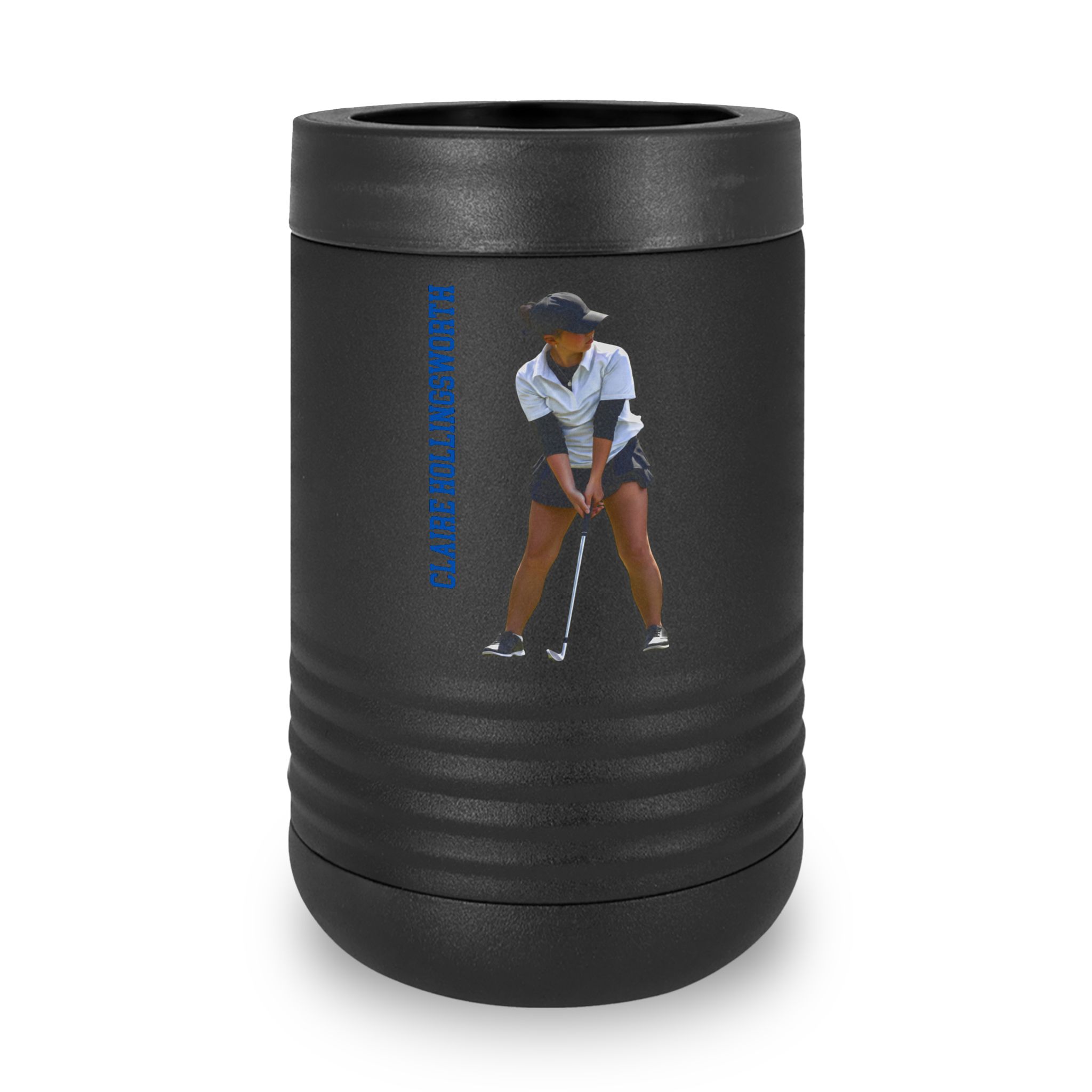 Stainless Can Cooler — character_name_vertical in Black