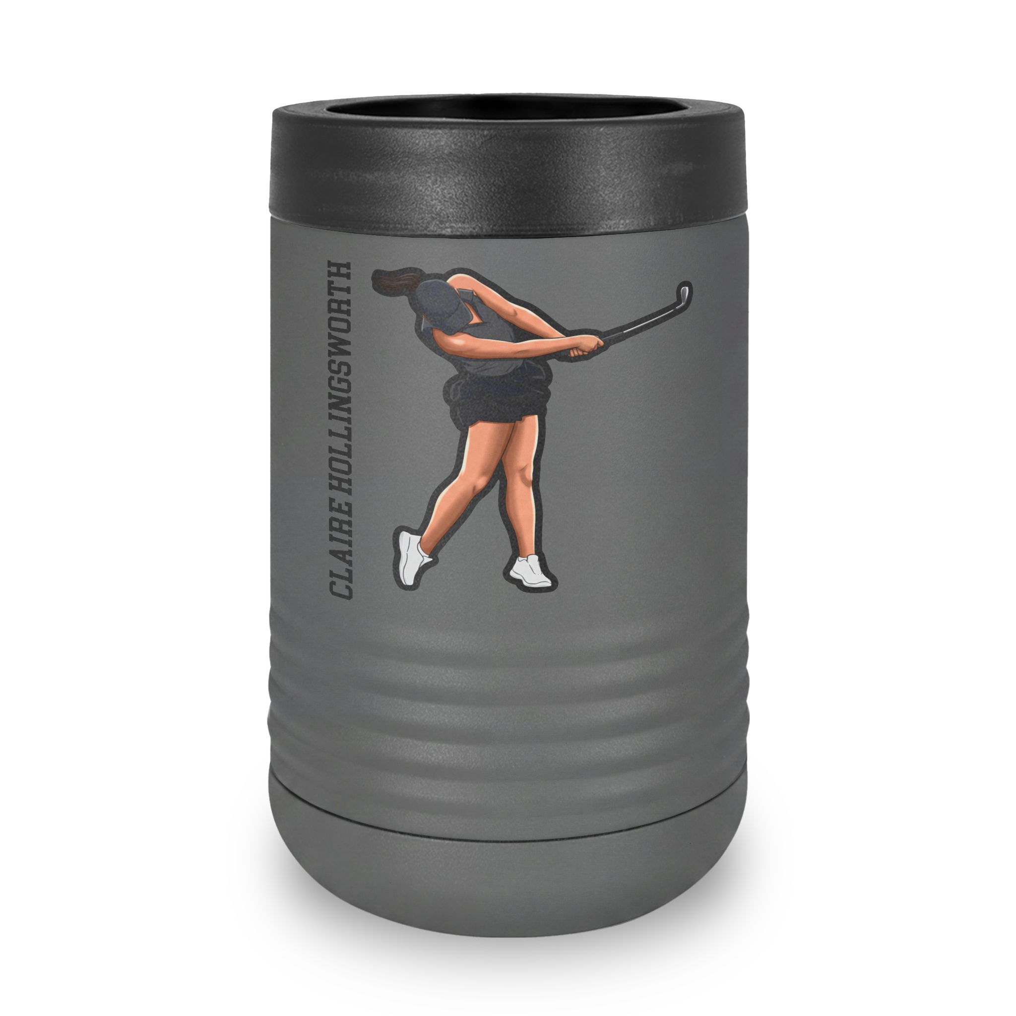 Stainless Can Cooler — character_name_vertical in Grey