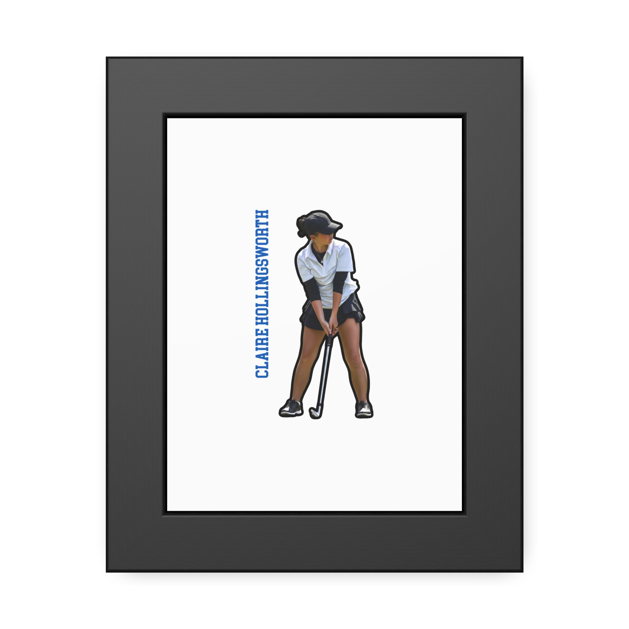 Framed Poster — character_name_vertical in Black