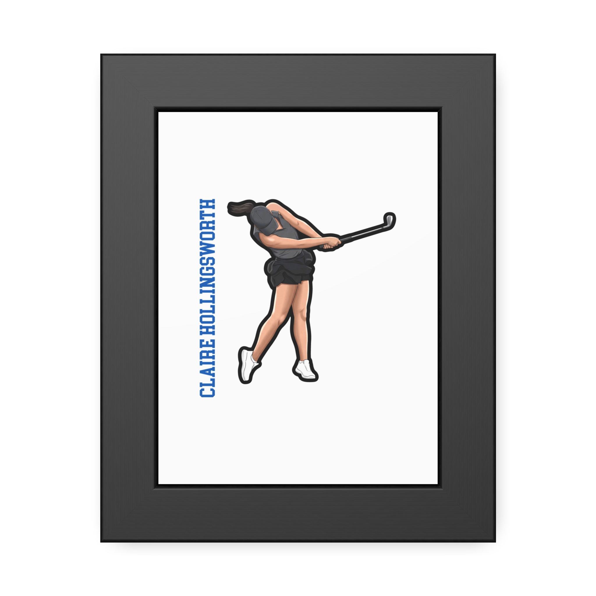 Framed Poster — character_name_vertical in Black
