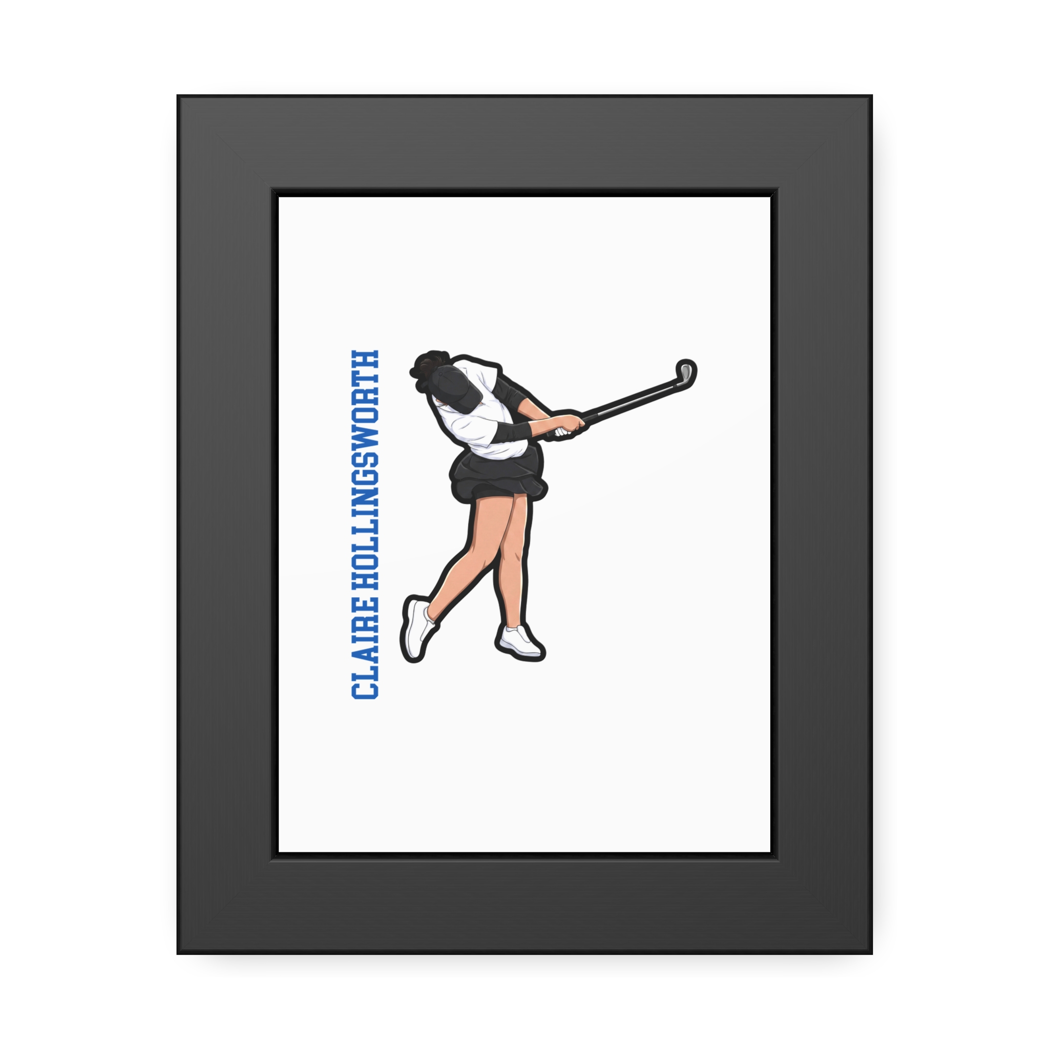 Framed Poster — character_name_vertical in Black