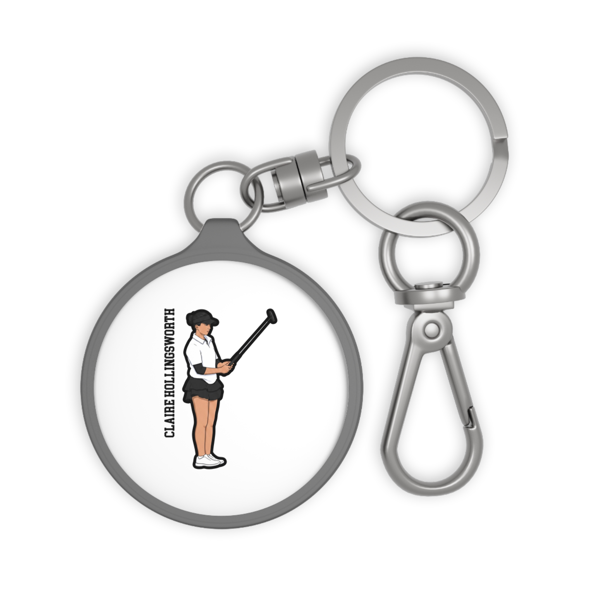 Keychain — character_name_vertical in Grey