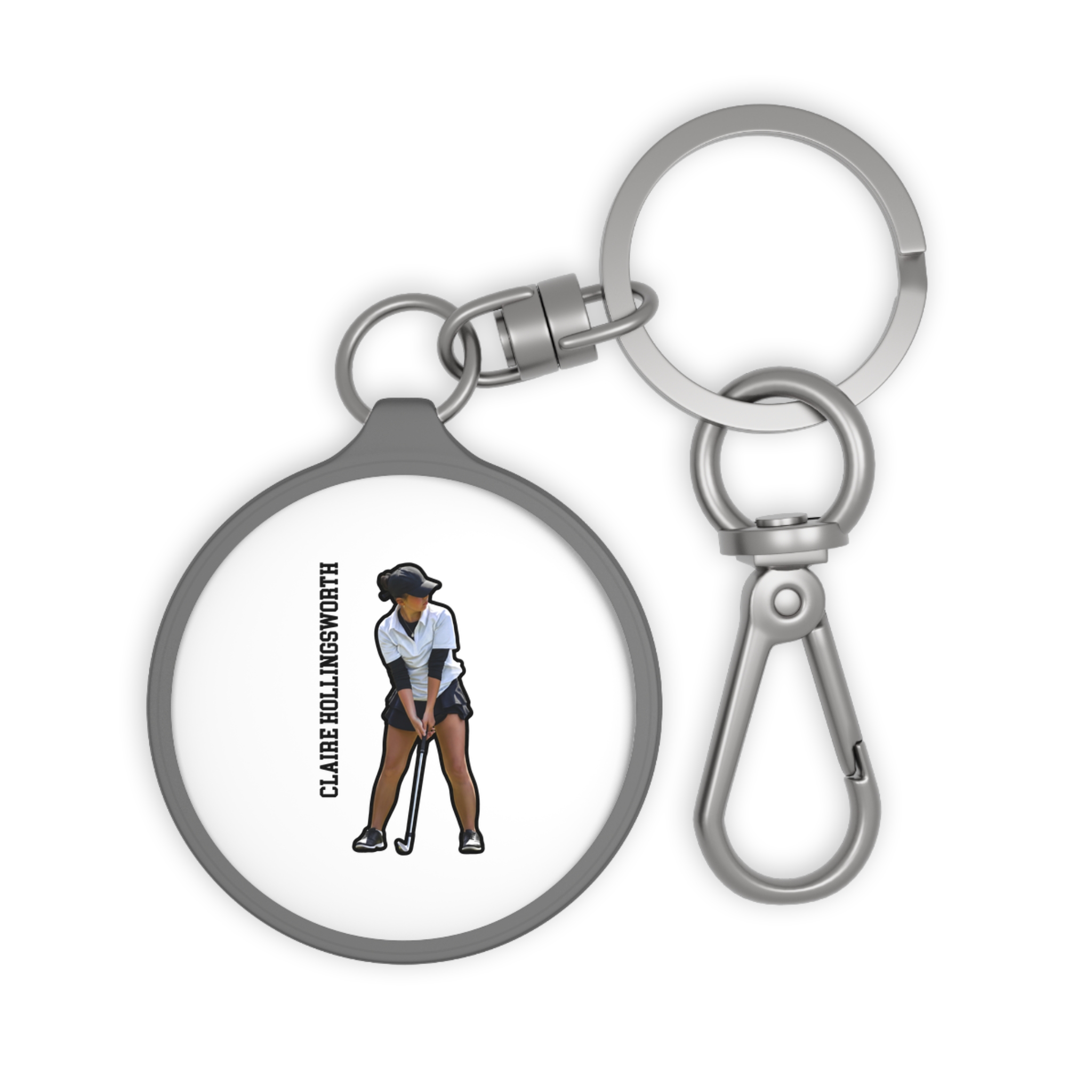 Keychain — character_name_vertical in Grey