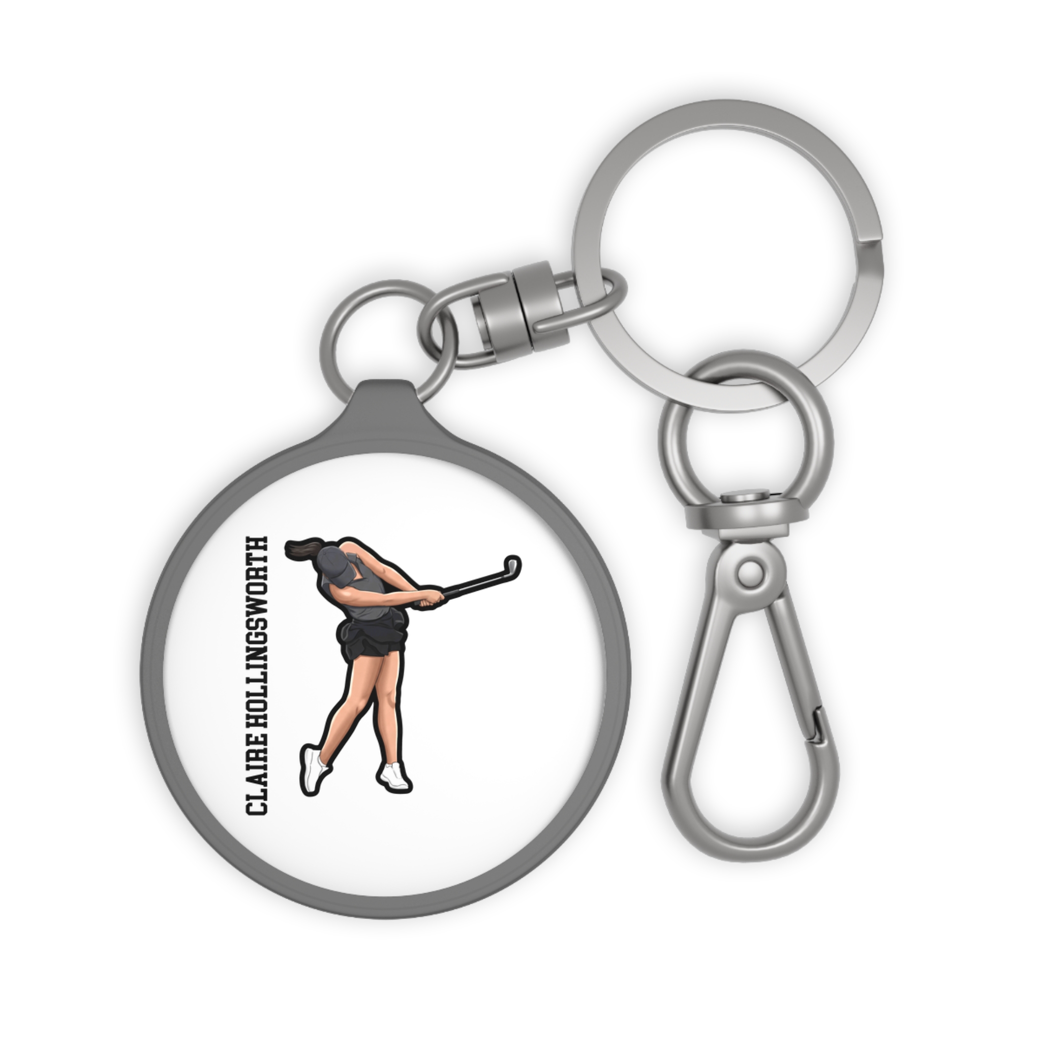 Keychain — character_name_vertical in Grey