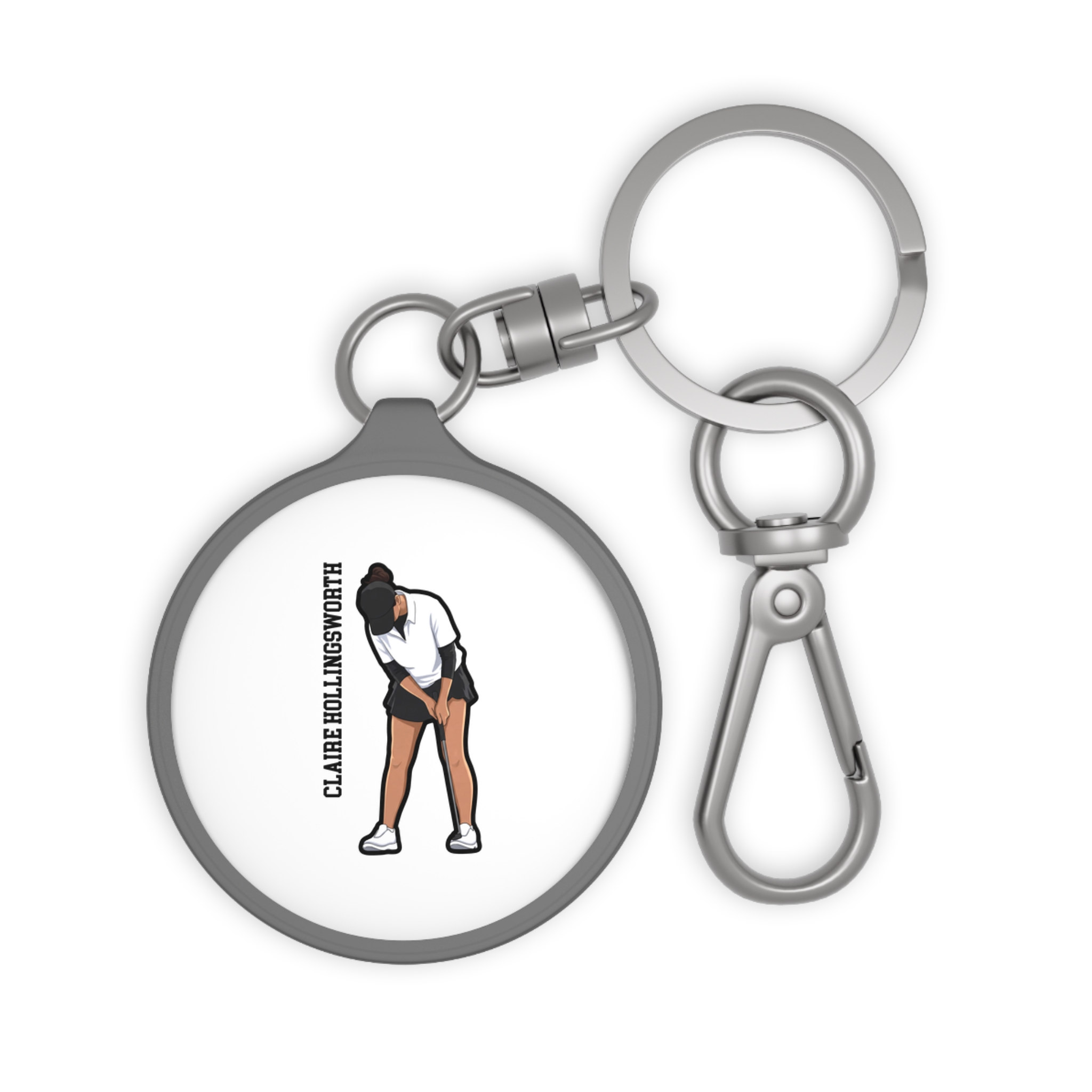 Keychain — character_name_vertical in Grey