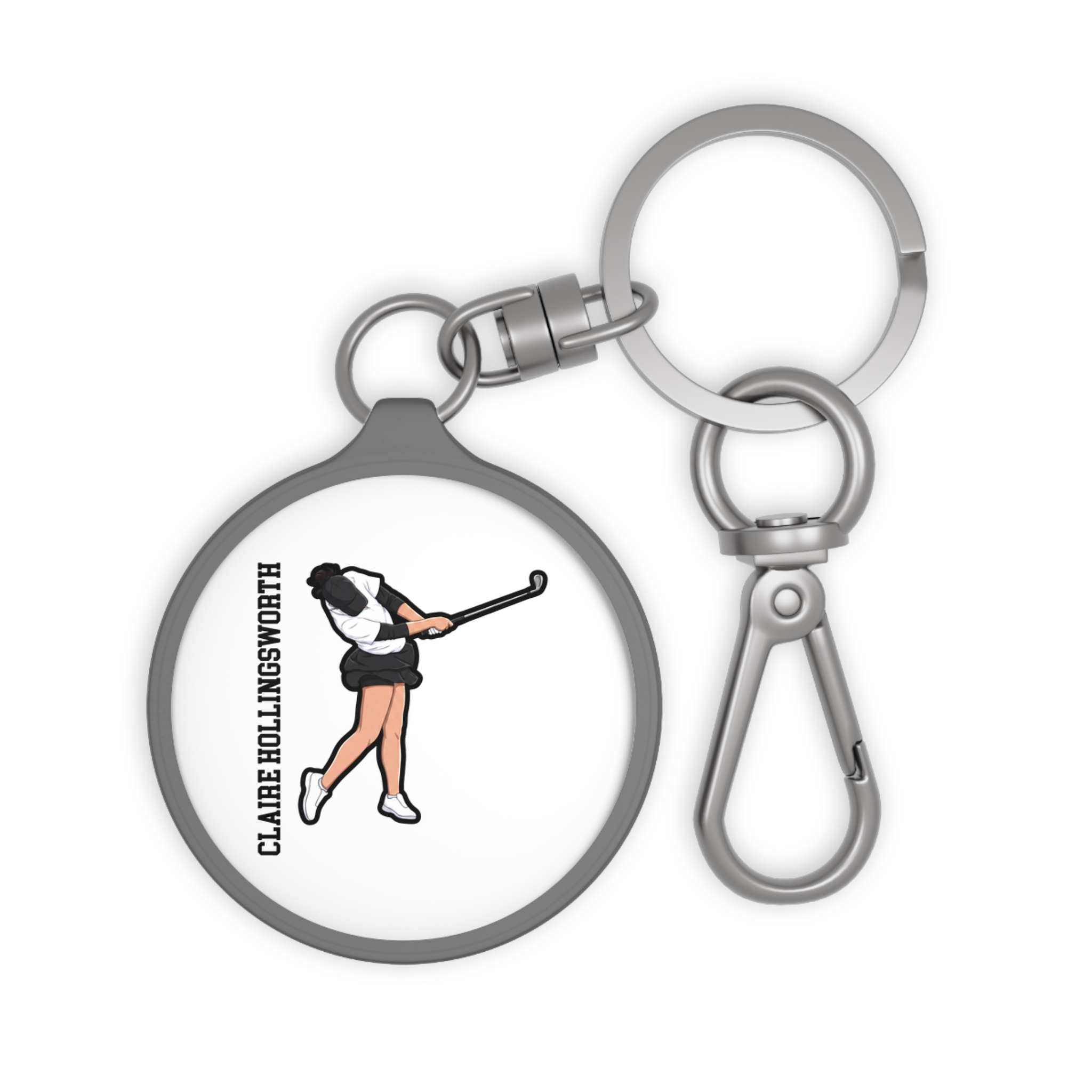 Keychain — character_name_vertical in Grey