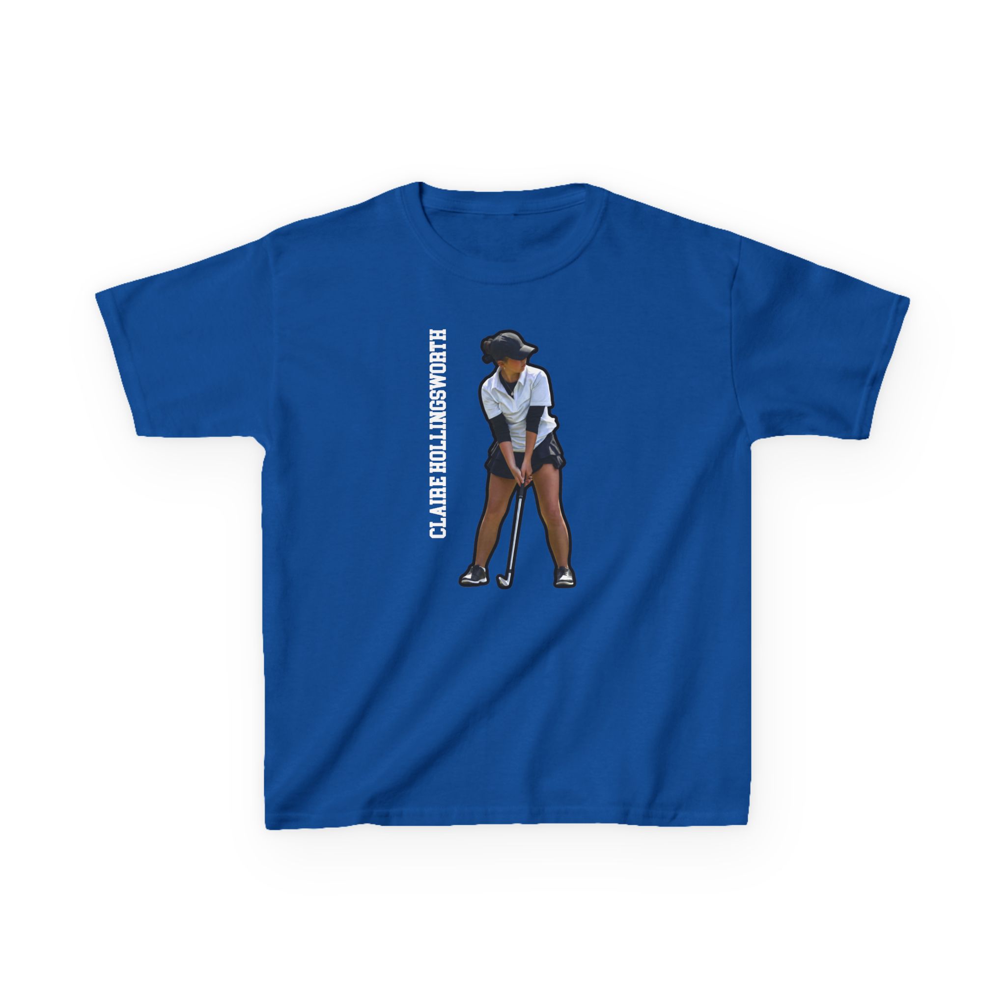 Youth Tee — character_name_vertical in Royal