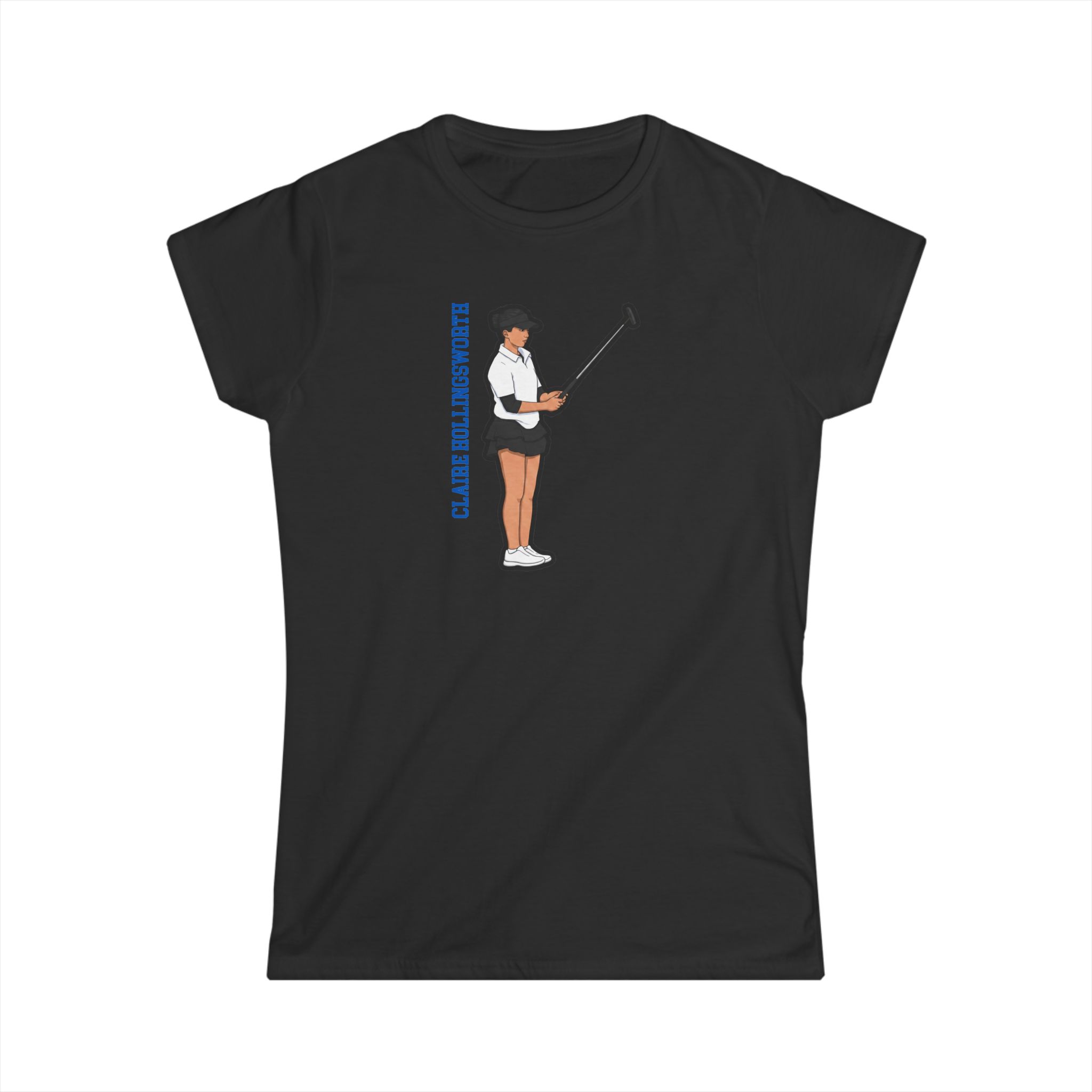 Women's Softstyle Tee — character_name_vertical in Black