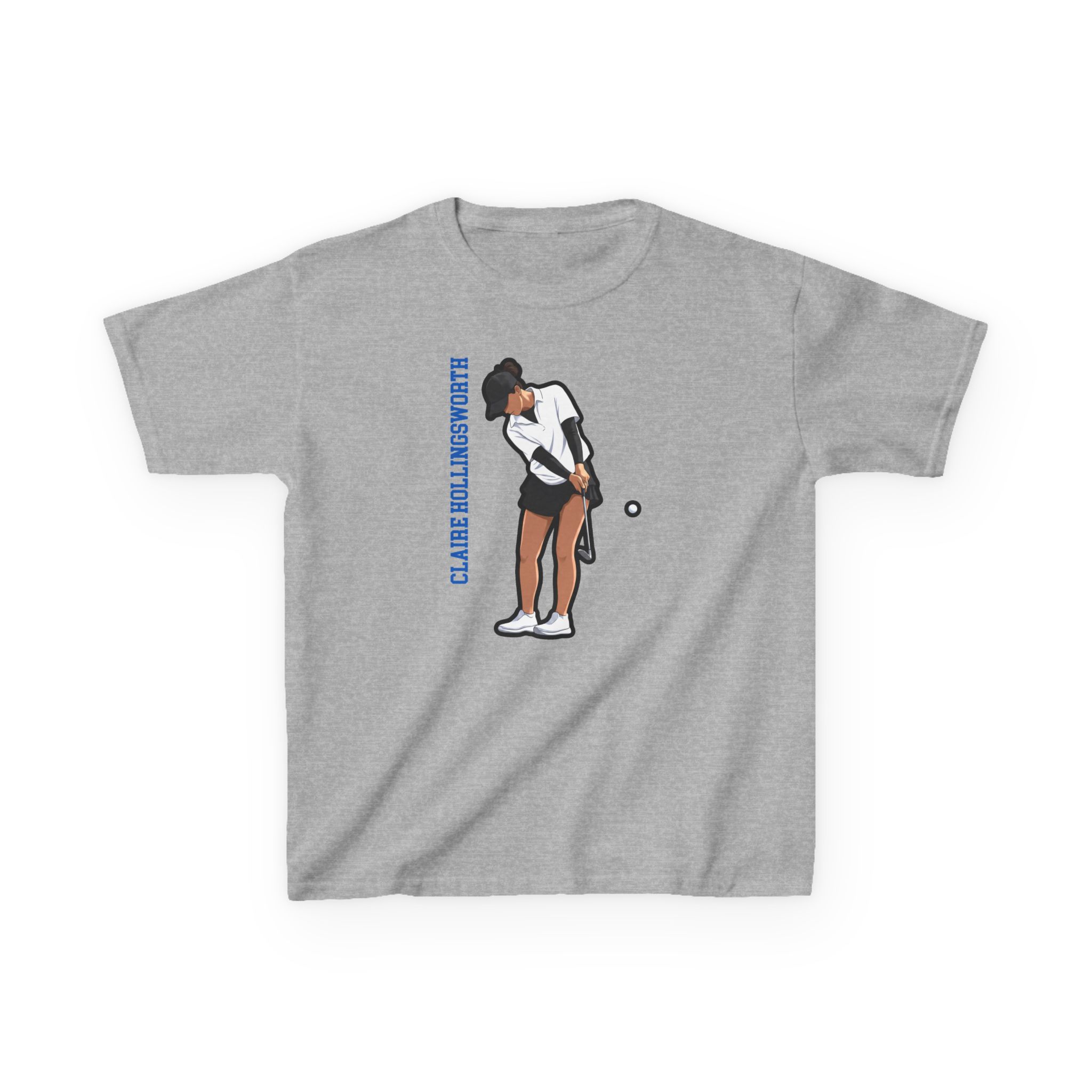 Youth Tee — character_name_vertical in Grey