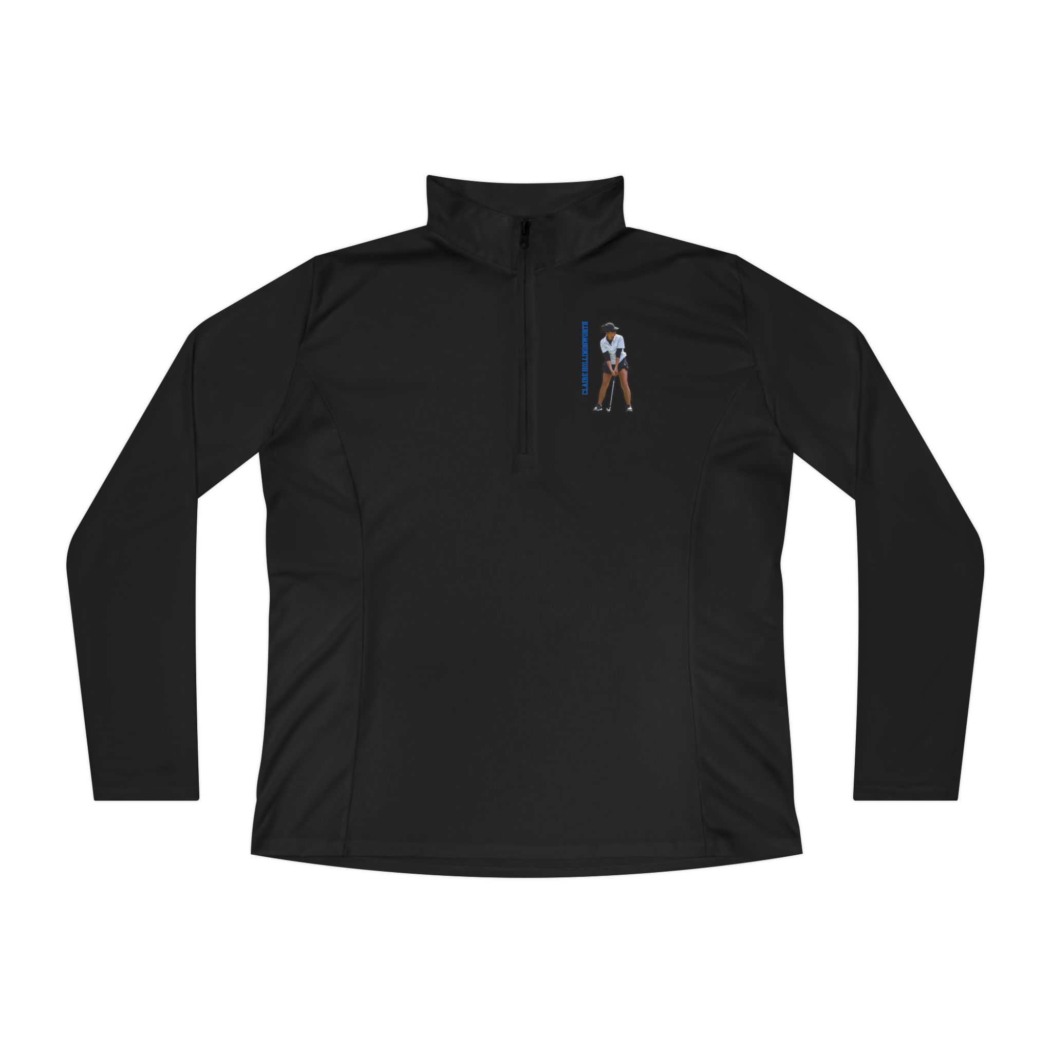 Women's Q-Zip Pullover — character_name_vertical in Black