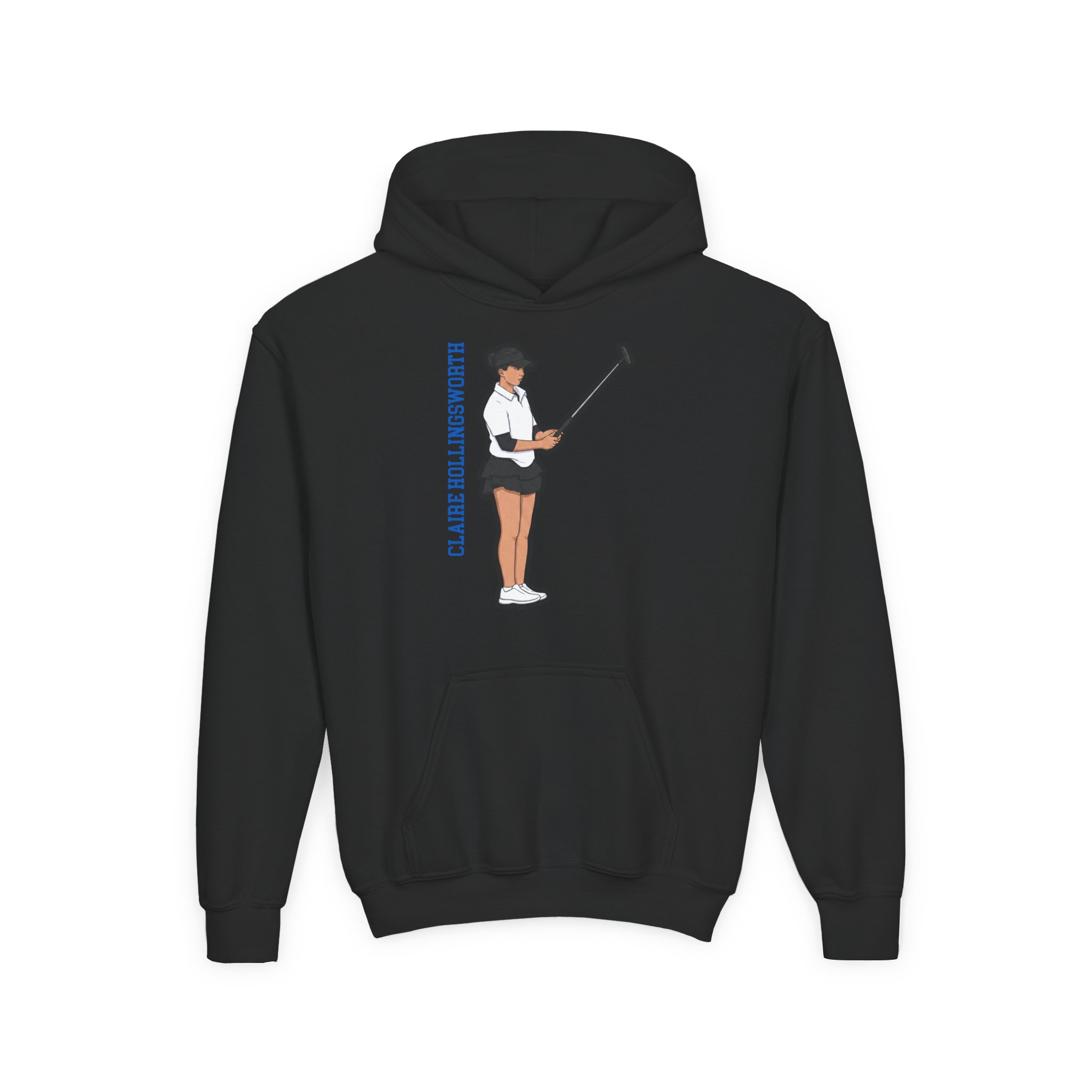 Youth Hoodie — character_name_vertical in Black