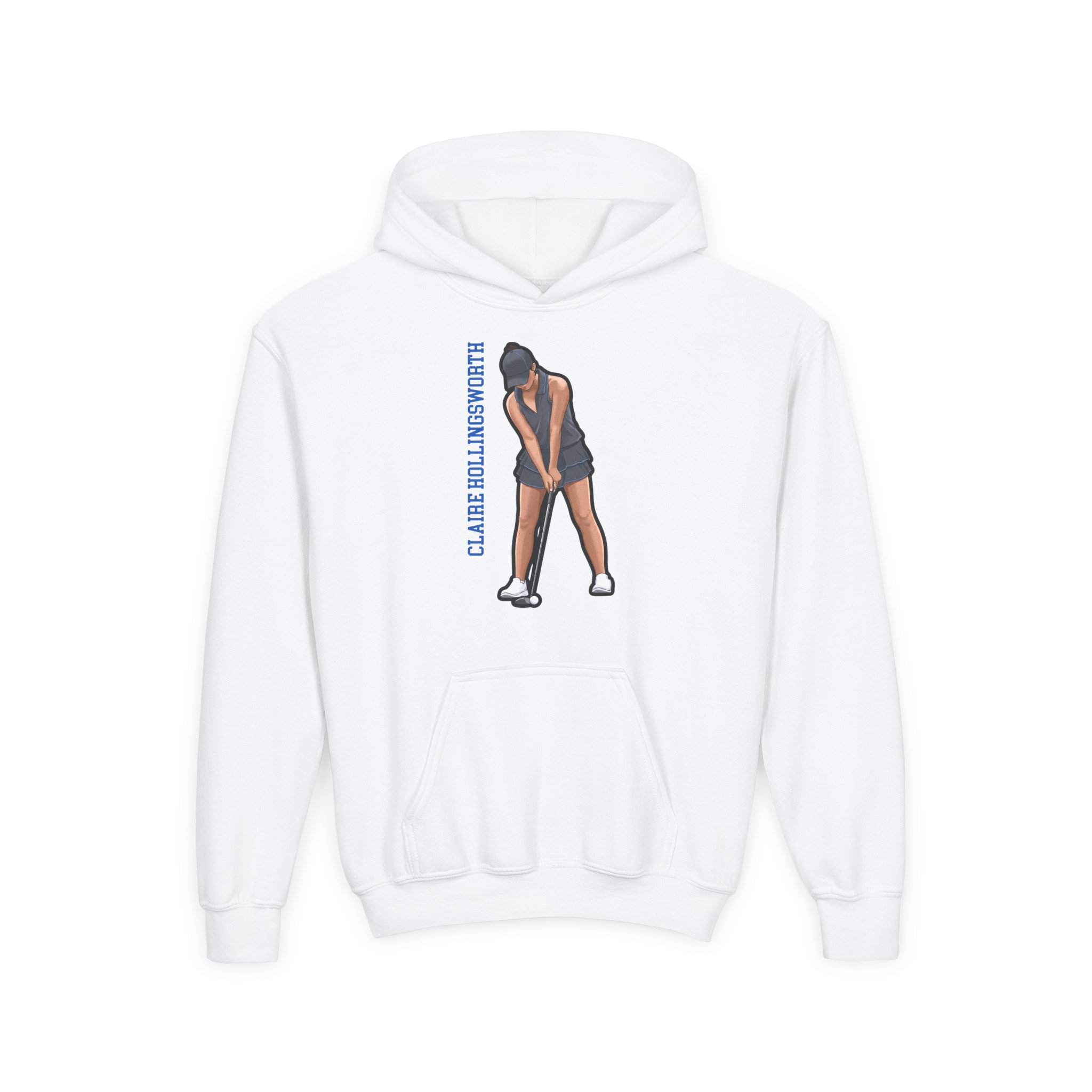 Youth Hoodie — character_name_vertical in White