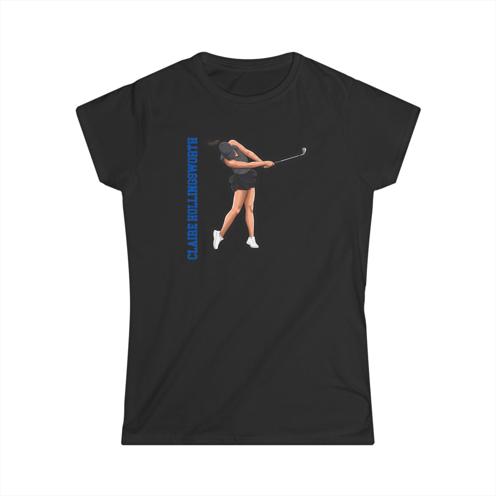 Women's Softstyle Tee — character_name_vertical in Black