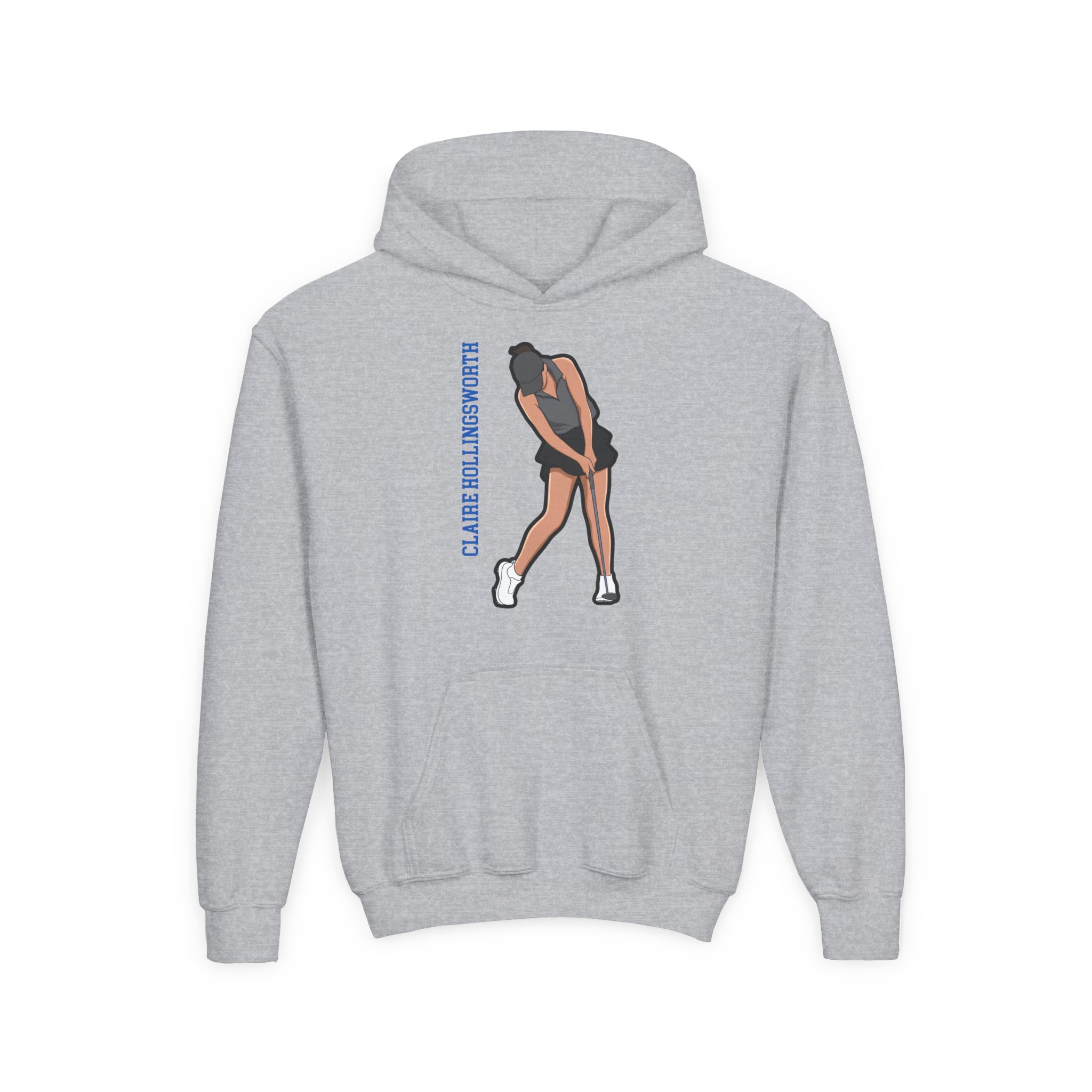 Youth Hoodie — character_name_vertical in Grey
