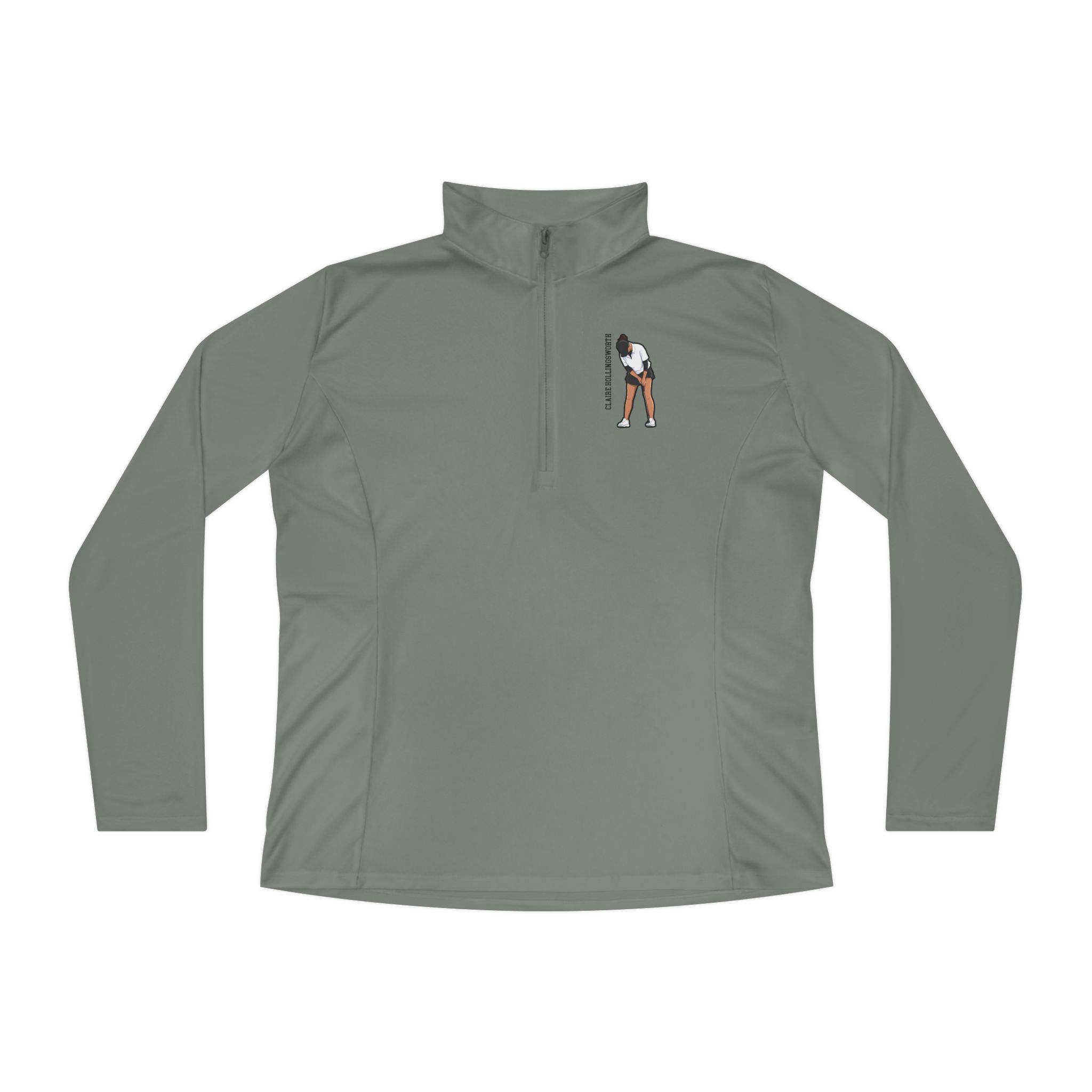 Women's Q-Zip Pullover — character_name_vertical in Grey