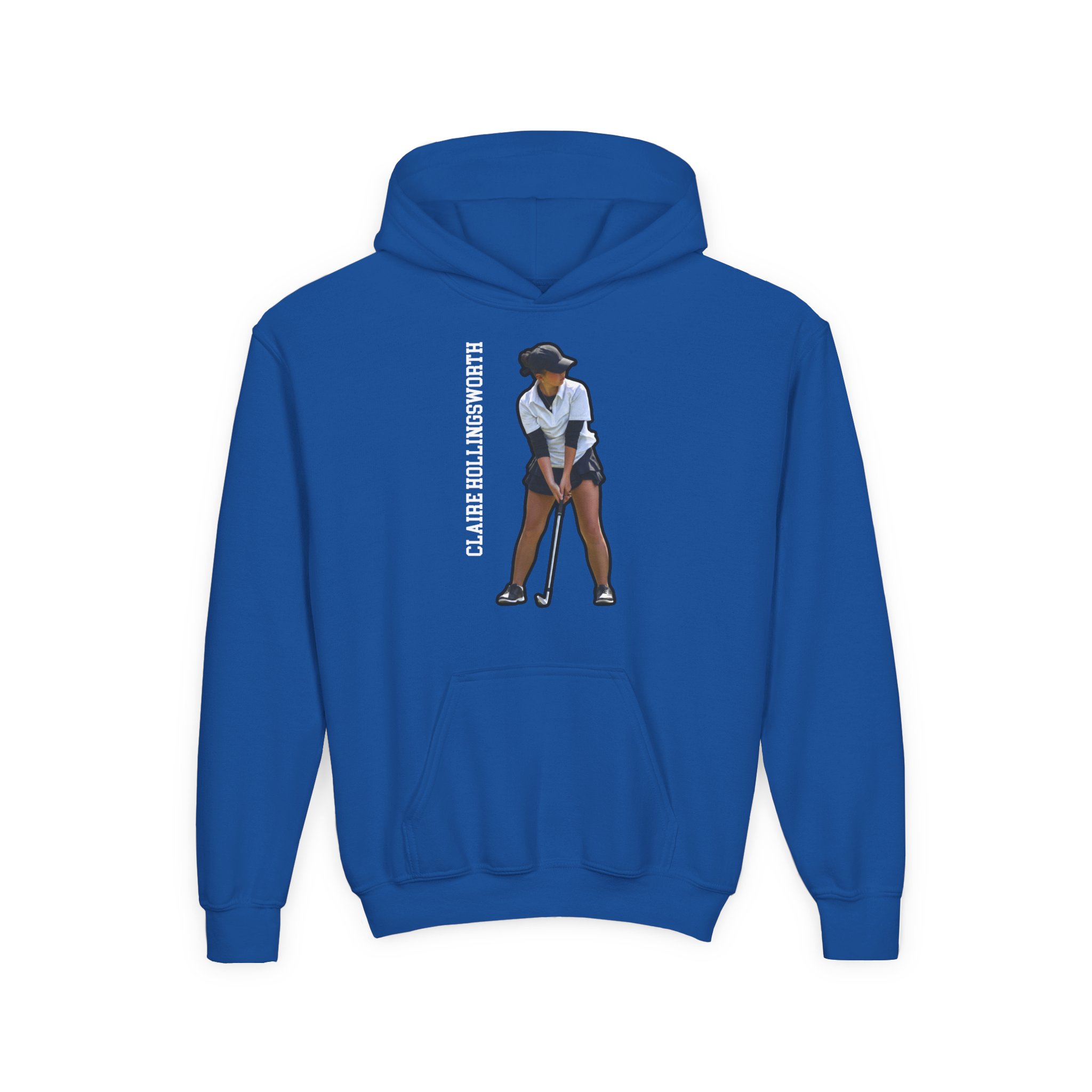 Youth Hoodie — character_name_vertical in Royal