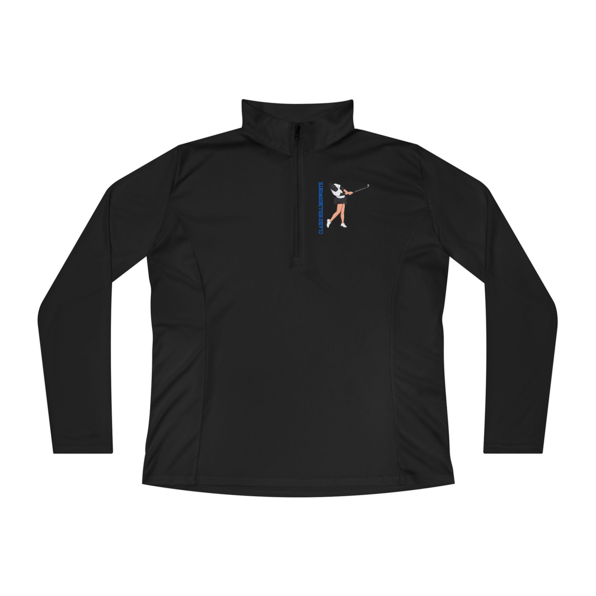 Women's Q-Zip Pullover — character_name_vertical in Black