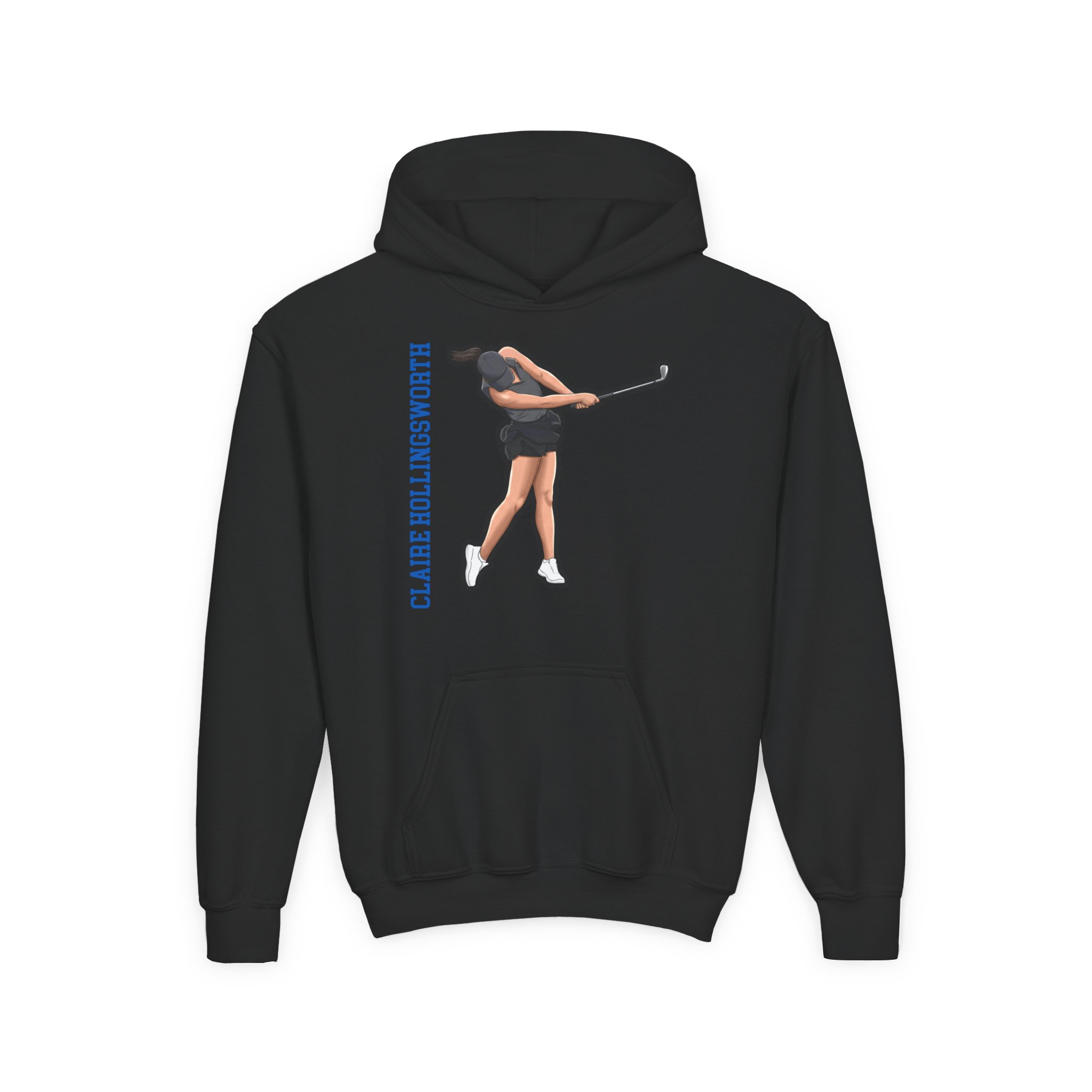 Youth Hoodie — character_name_vertical in Black