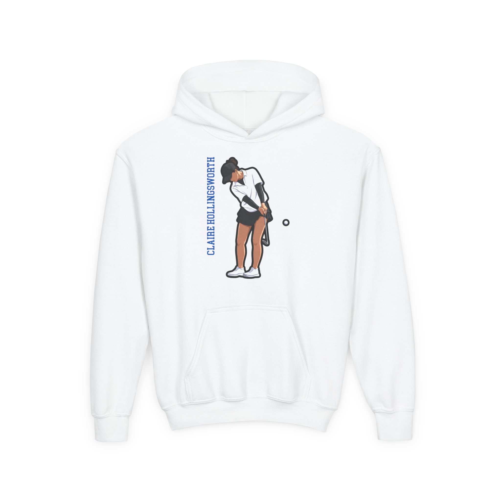 Youth Hoodie — character_name_vertical in White