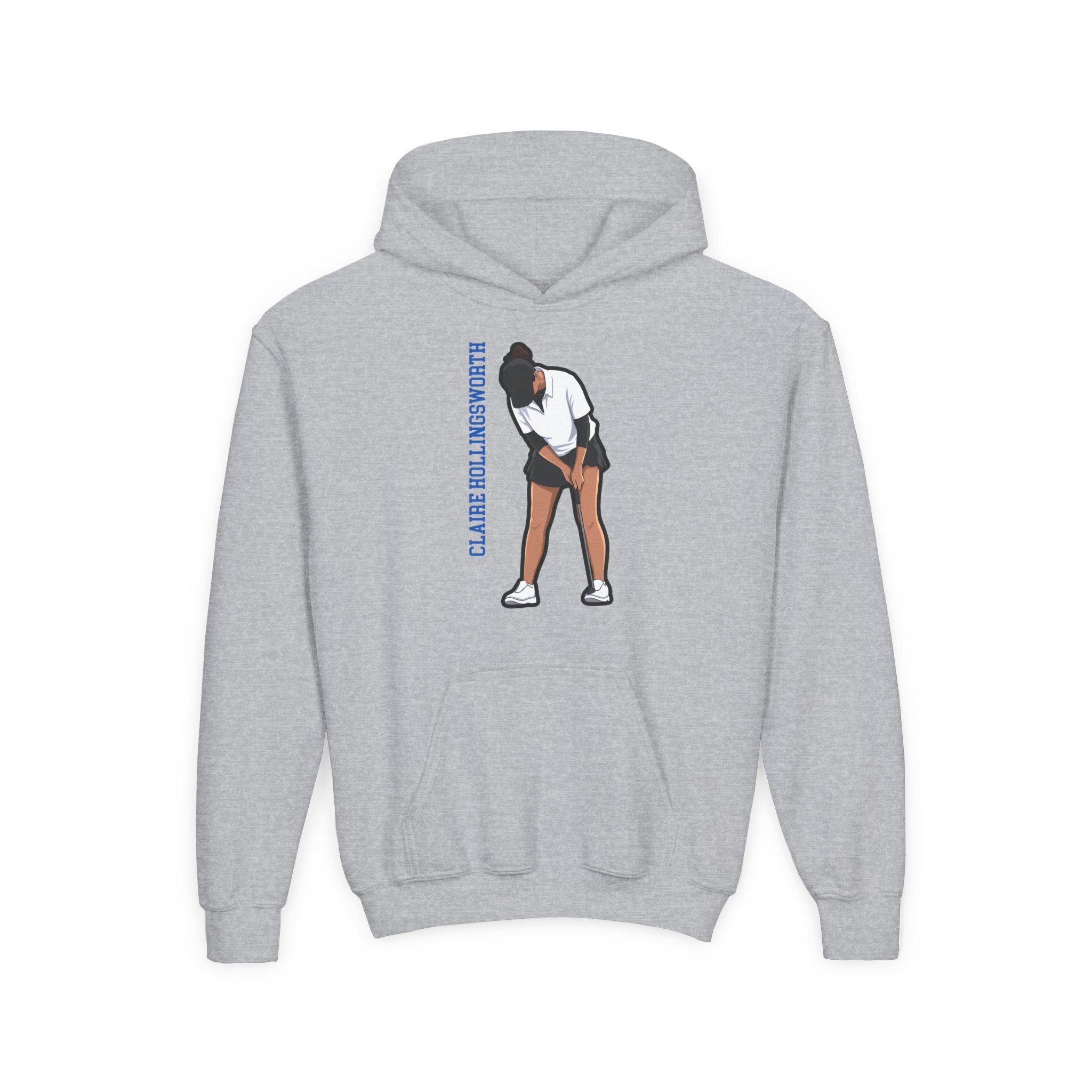 Youth Hoodie — character_name_vertical in Grey