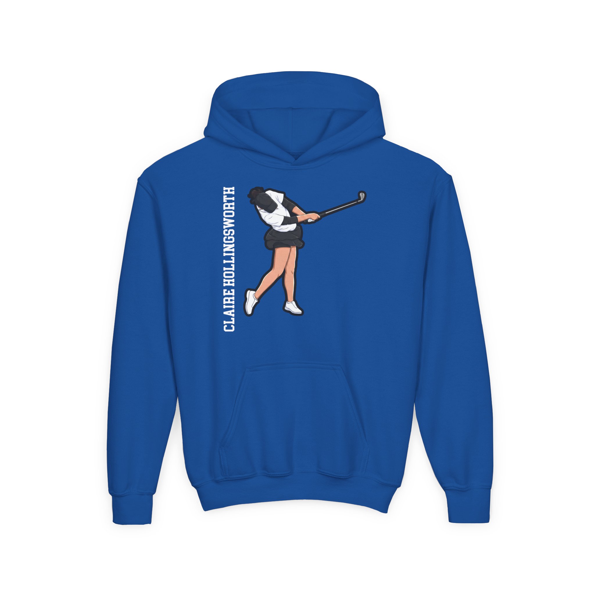 Youth Hoodie — character_name_vertical in Royal