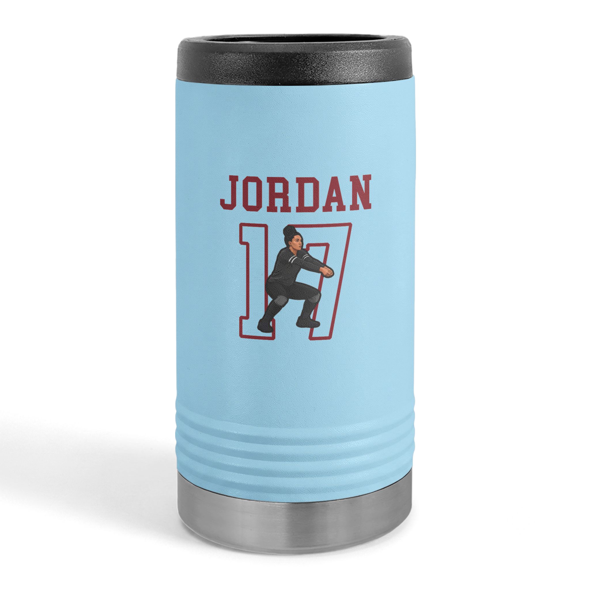 Slim Stainless Can Cooler — character_shirsey in Light Blue