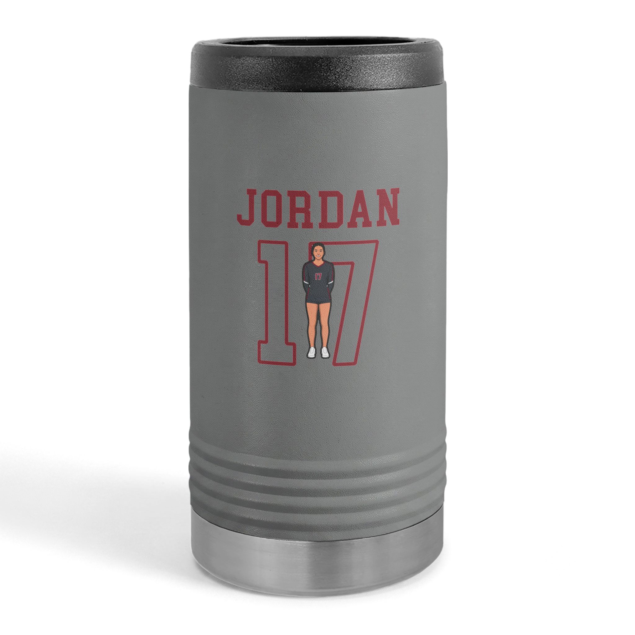 Slim Stainless Can Cooler — character_shirsey in Grey