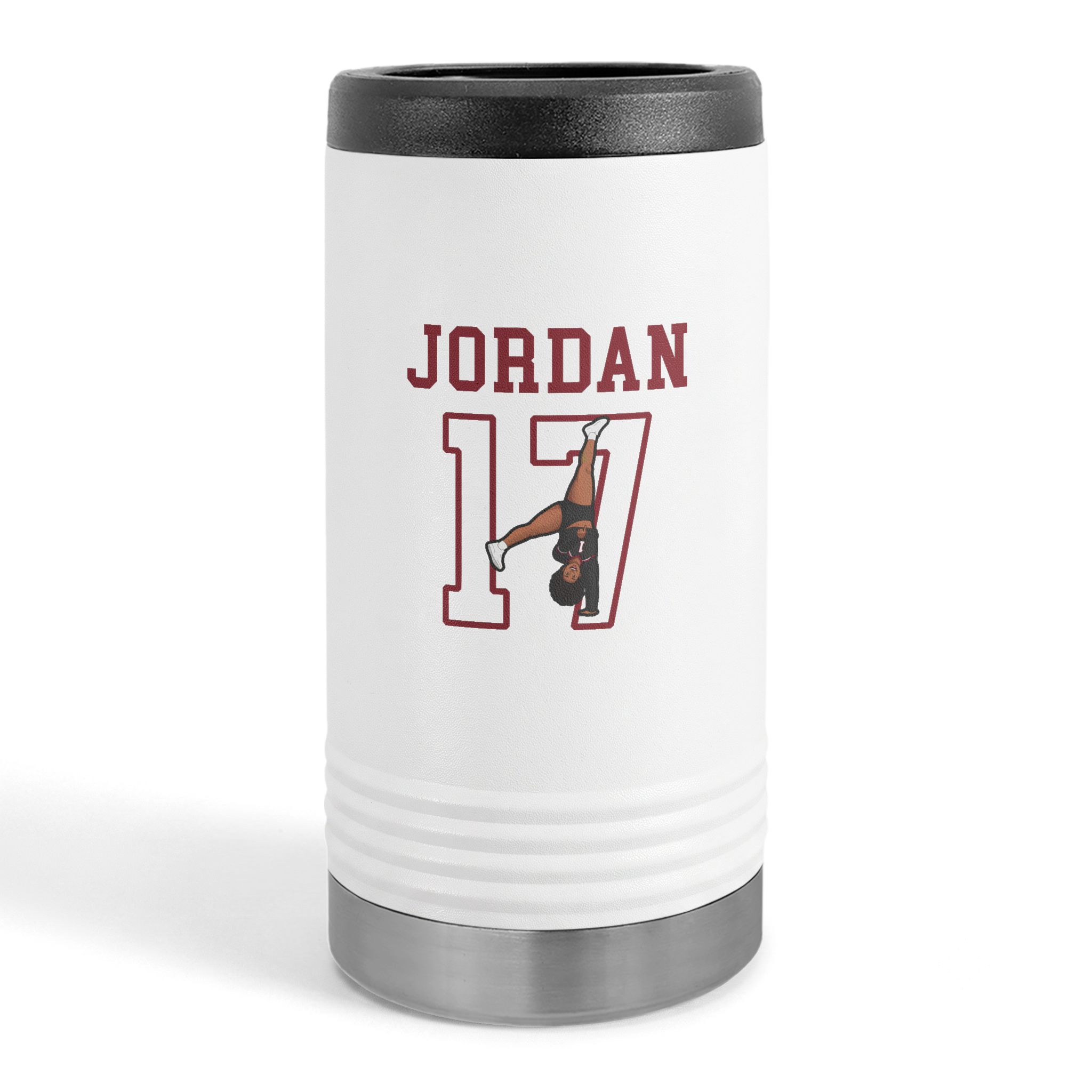 Slim Stainless Can Cooler — character_shirsey in White