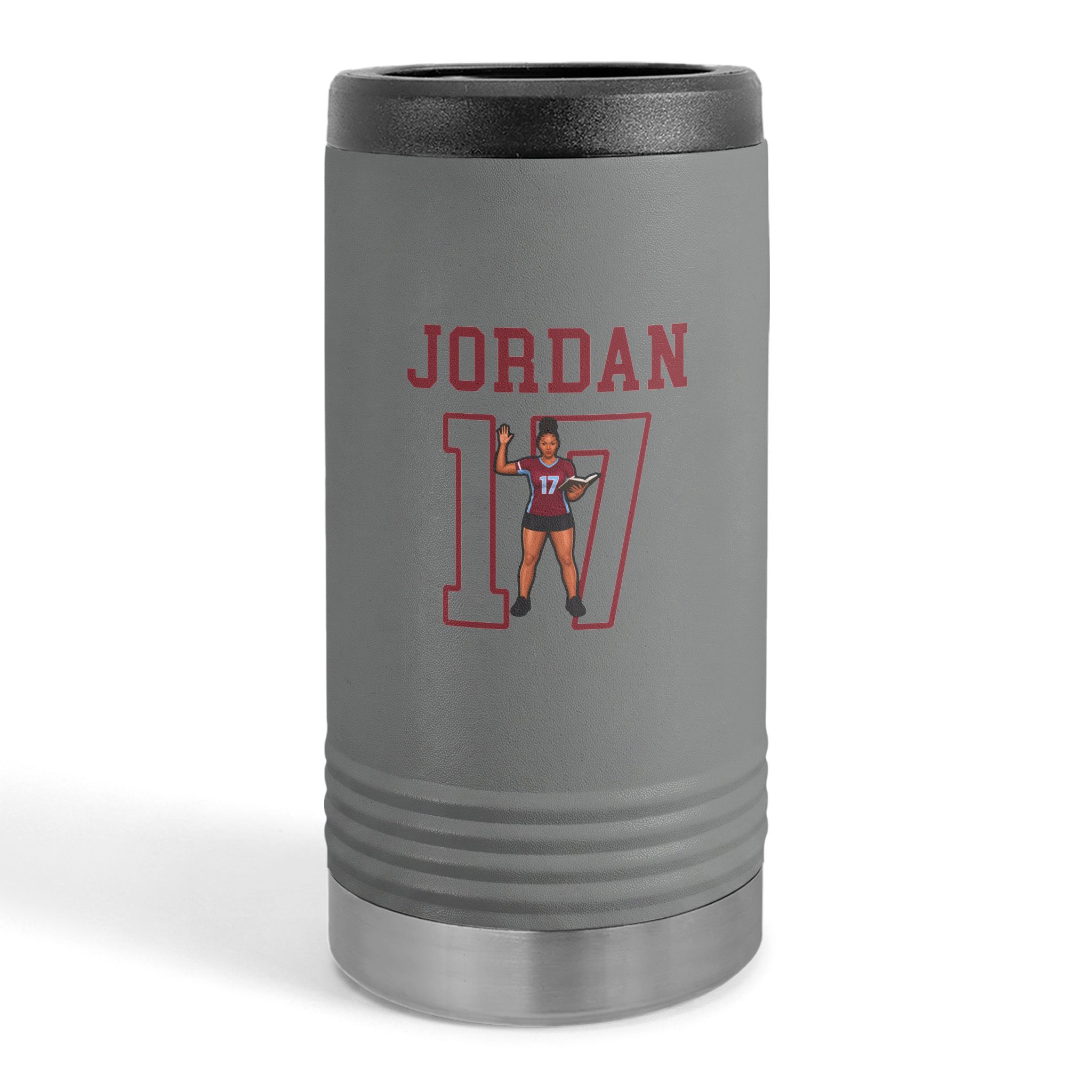 Slim Stainless Can Cooler — character_shirsey in Grey