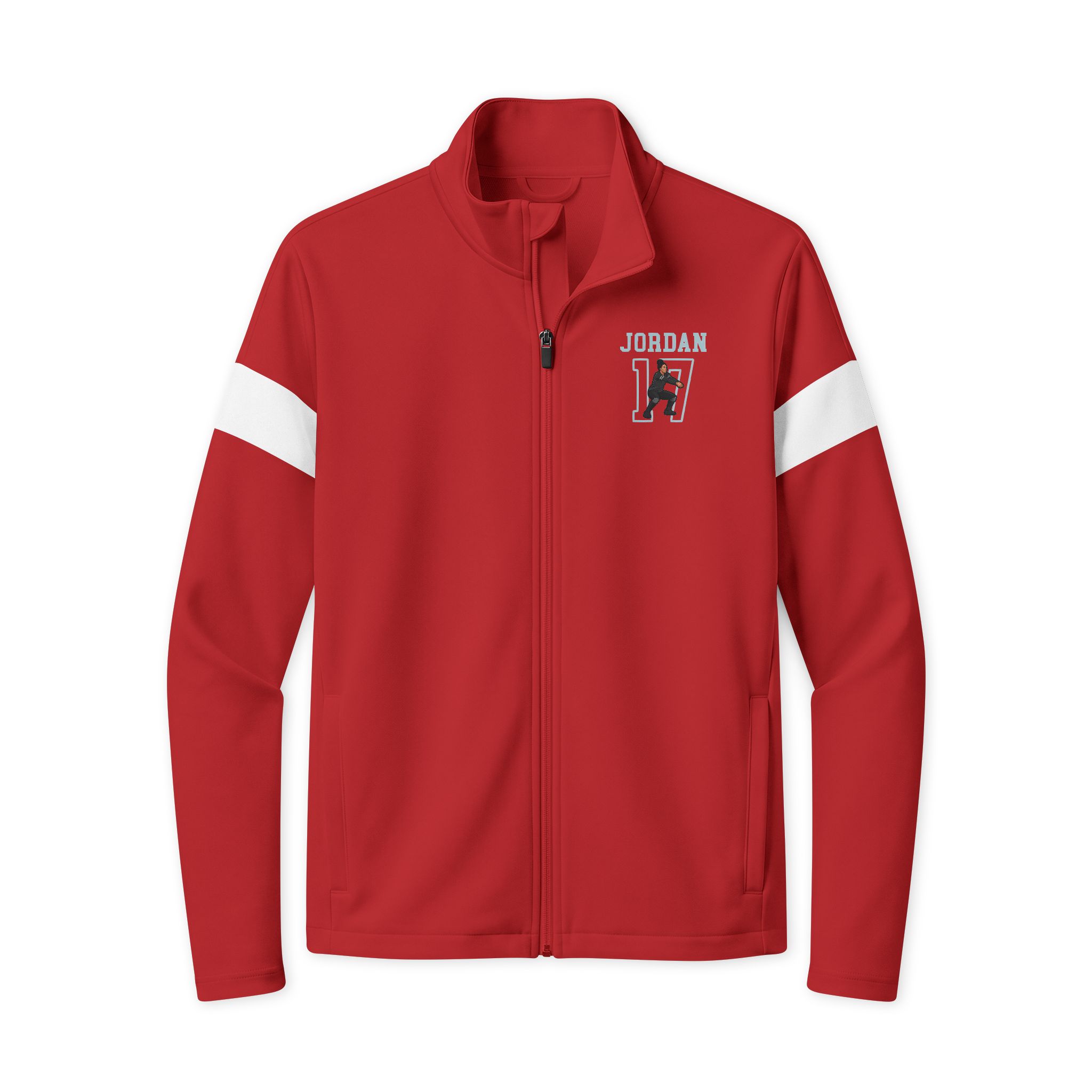 Travel Full-Zip Jacket — character_shirsey in Deep Red/ White