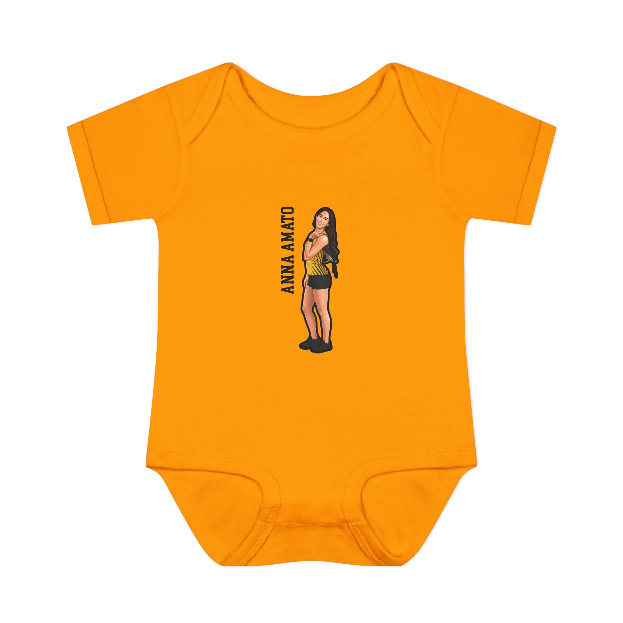 Baby Onesie — character_name_vertical in Gold
