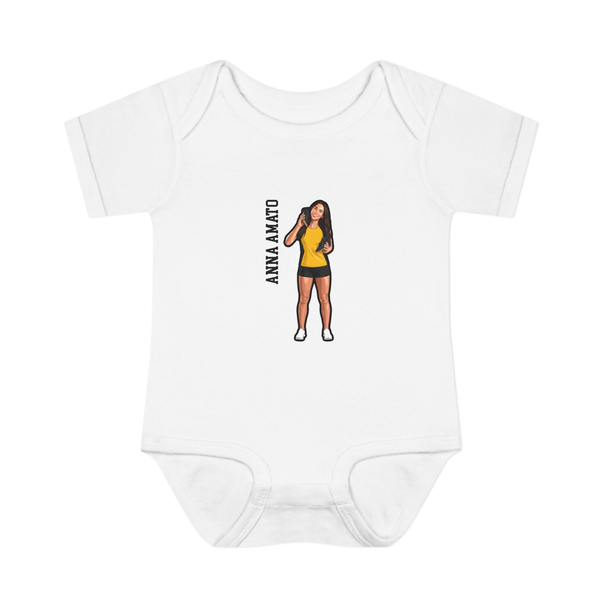 Baby Onesie — character_name_vertical in White