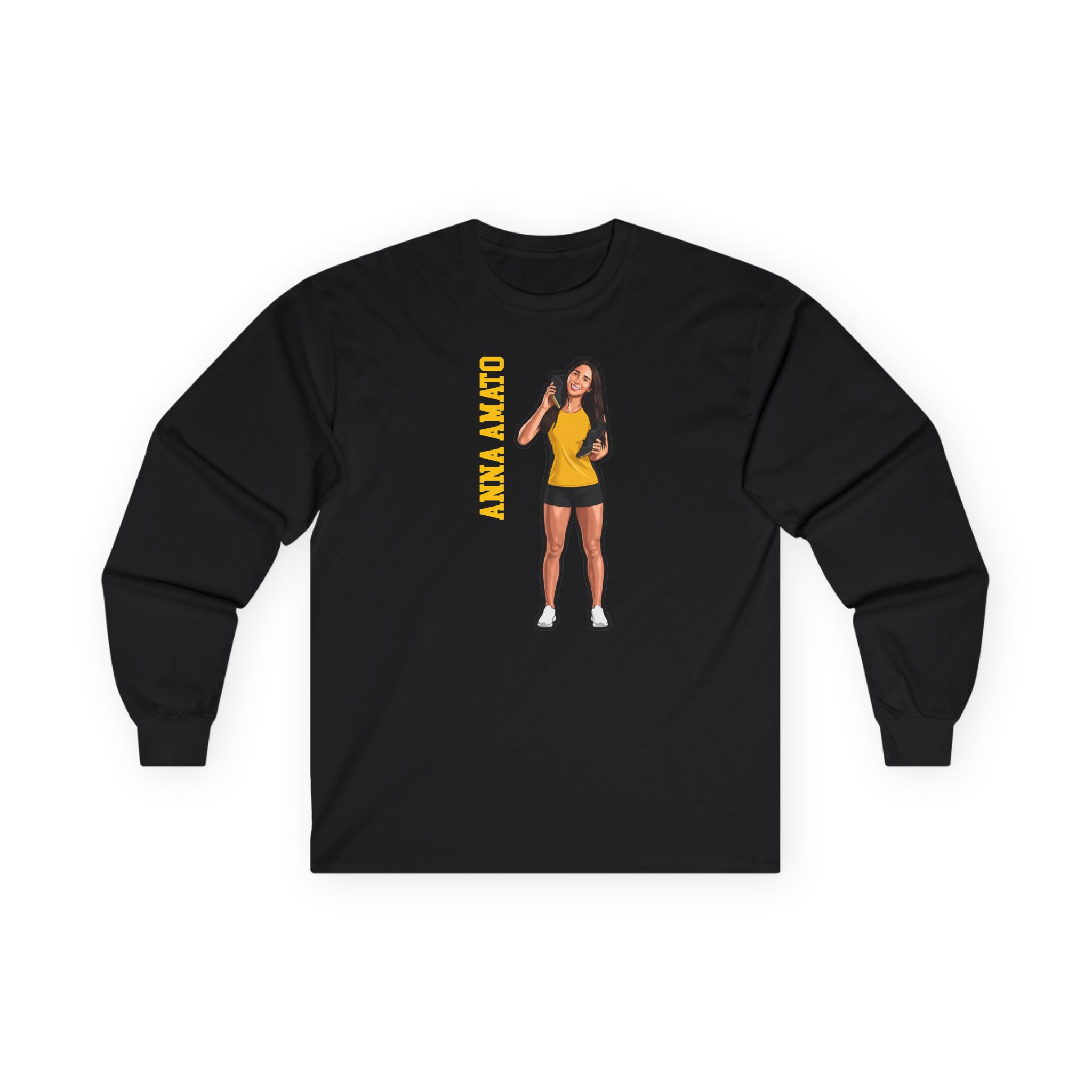 Long Sleeve Tee — character_name_vertical in Black