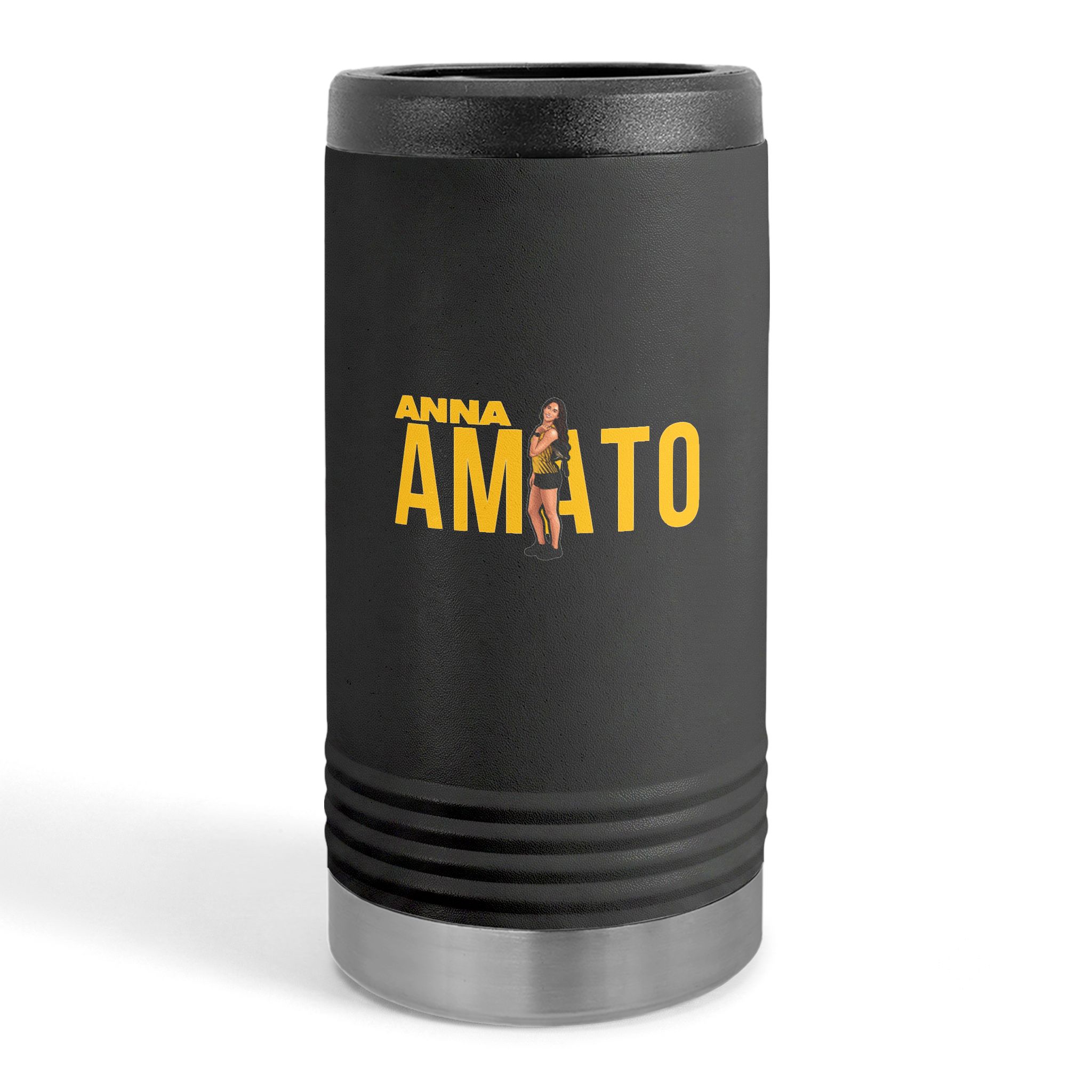 Slim Stainless Can Cooler — character_player_name in Black