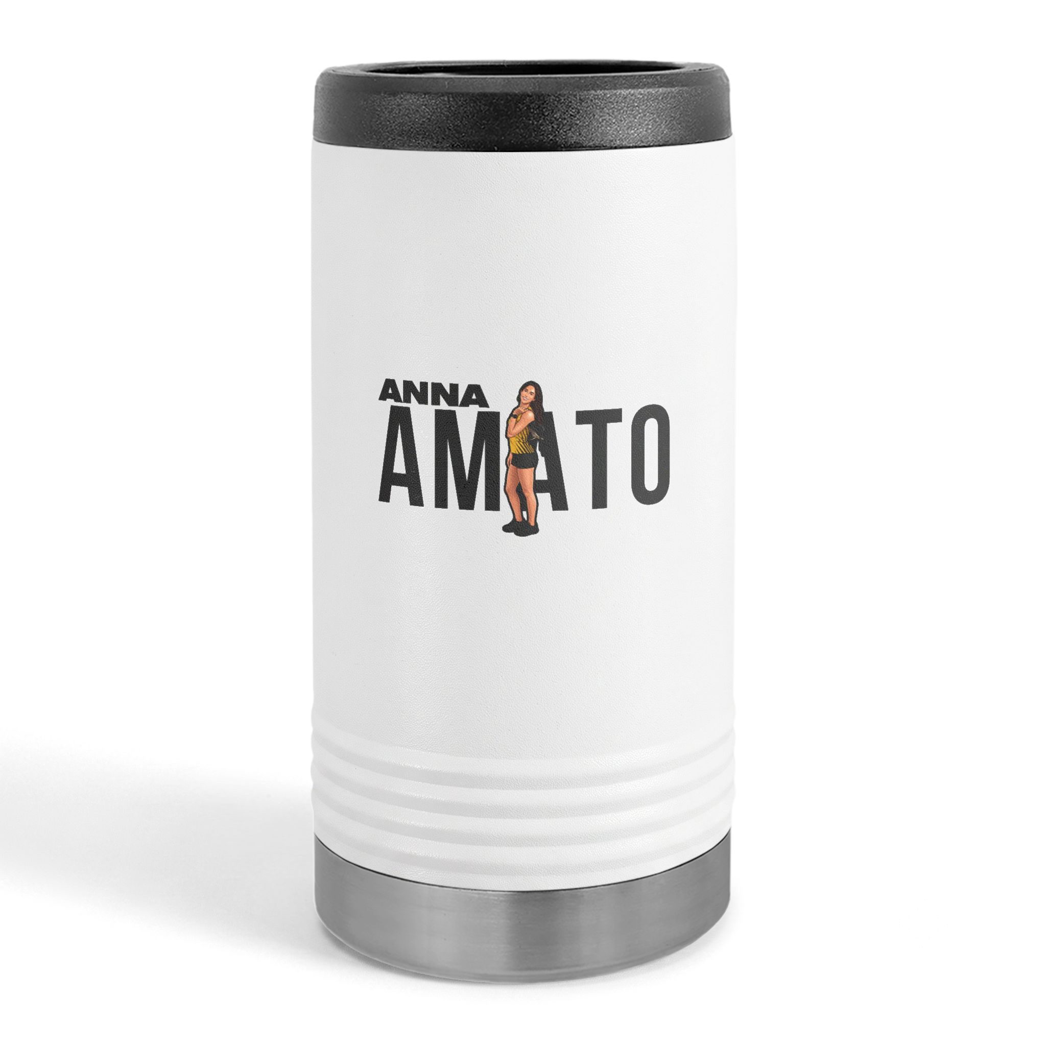 Slim Stainless Can Cooler — character_player_name in White