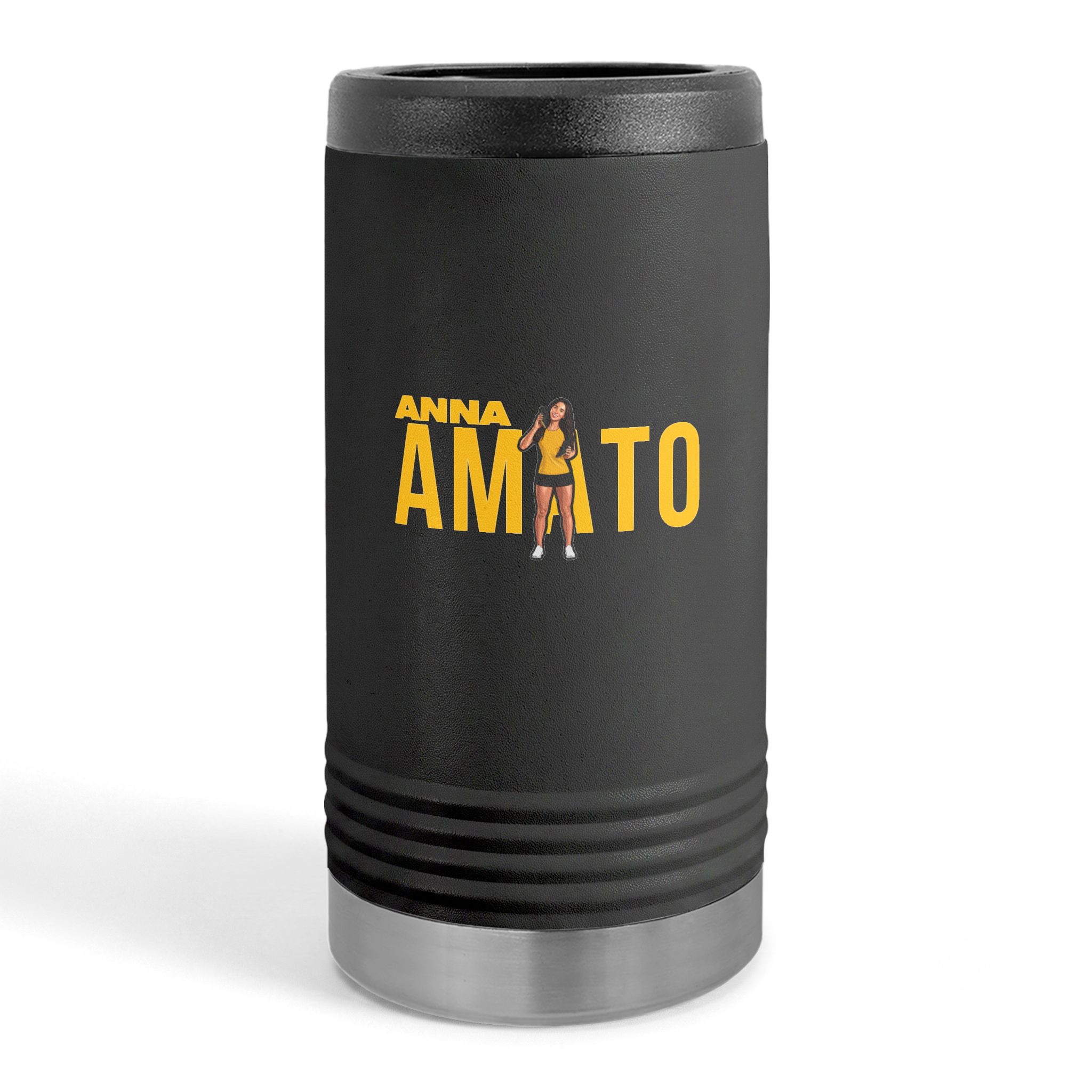 Slim Stainless Can Cooler — character_player_name in Black