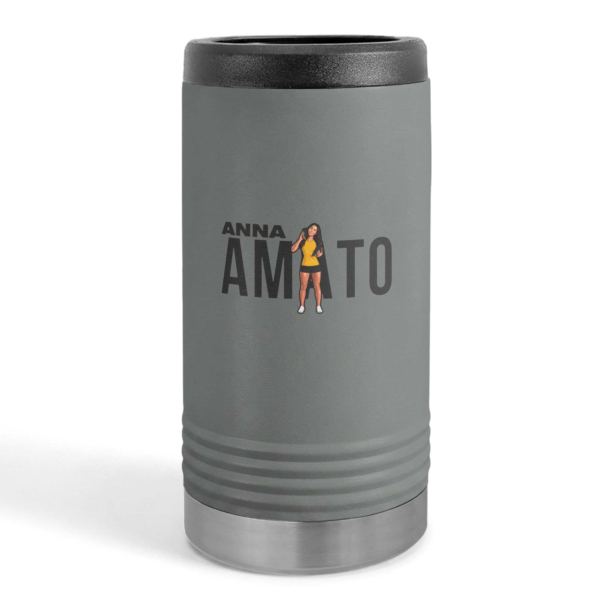 Slim Stainless Can Cooler — character_player_name in Grey