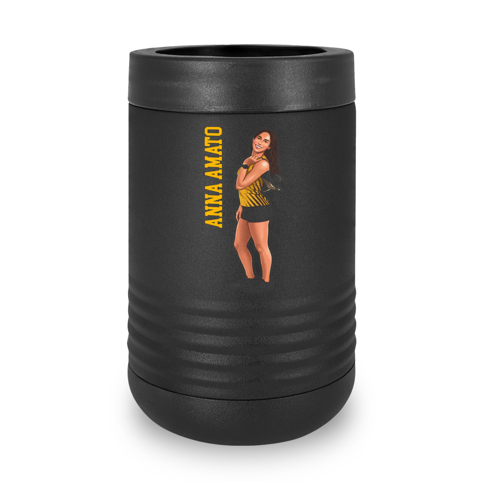Stainless Can Cooler — character_name_vertical in Black