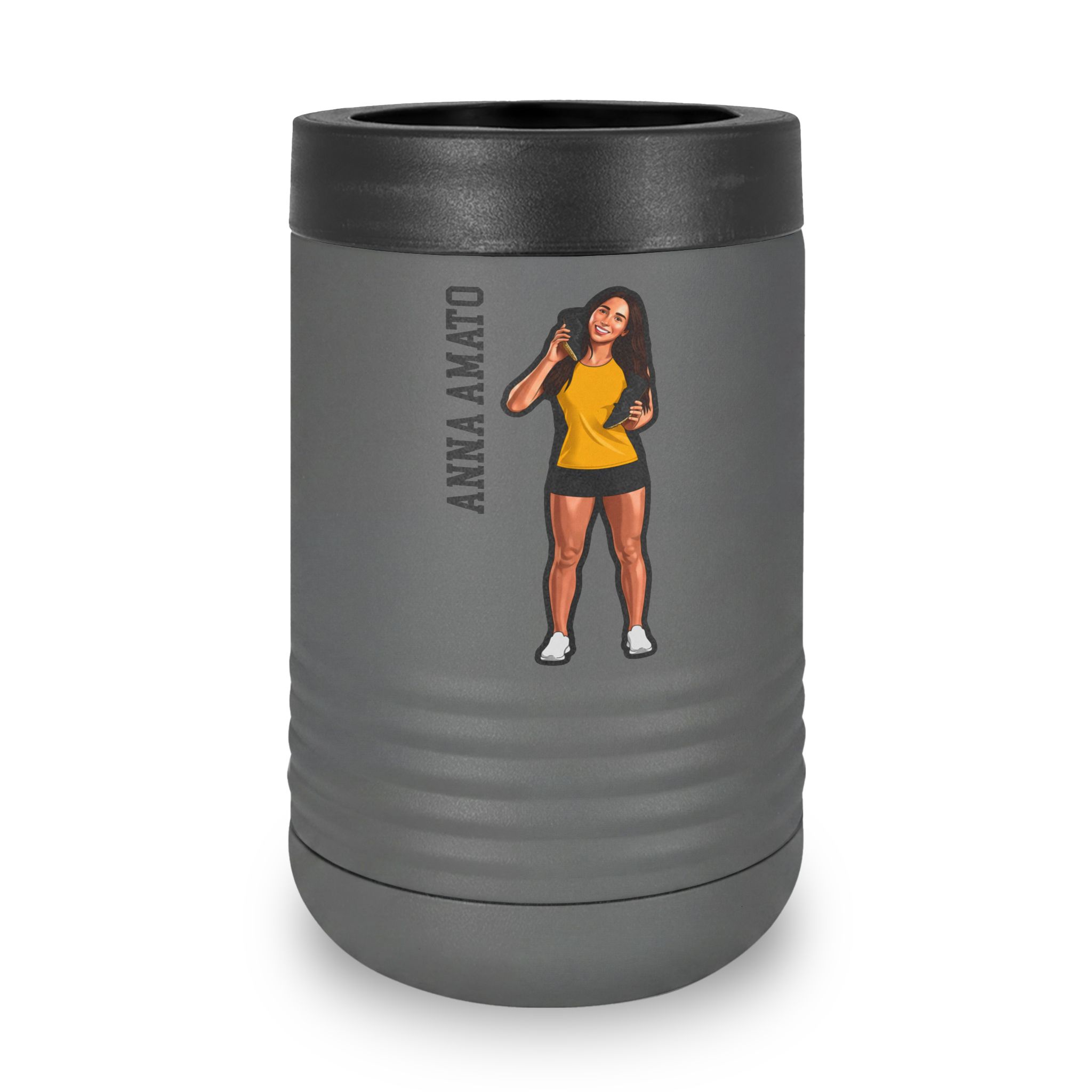 Stainless Can Cooler — character_name_vertical in Grey