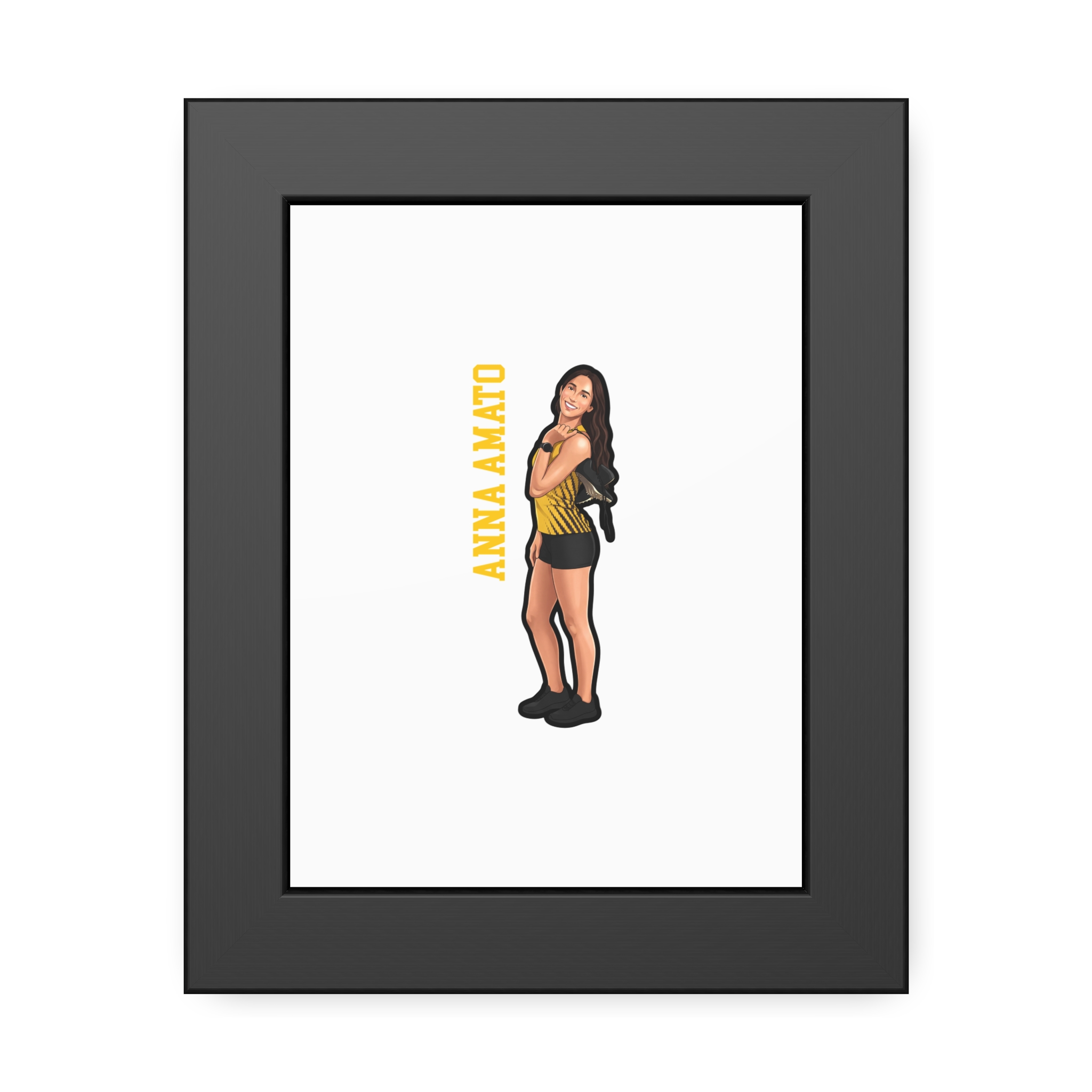 Framed Poster — character_name_vertical in Black