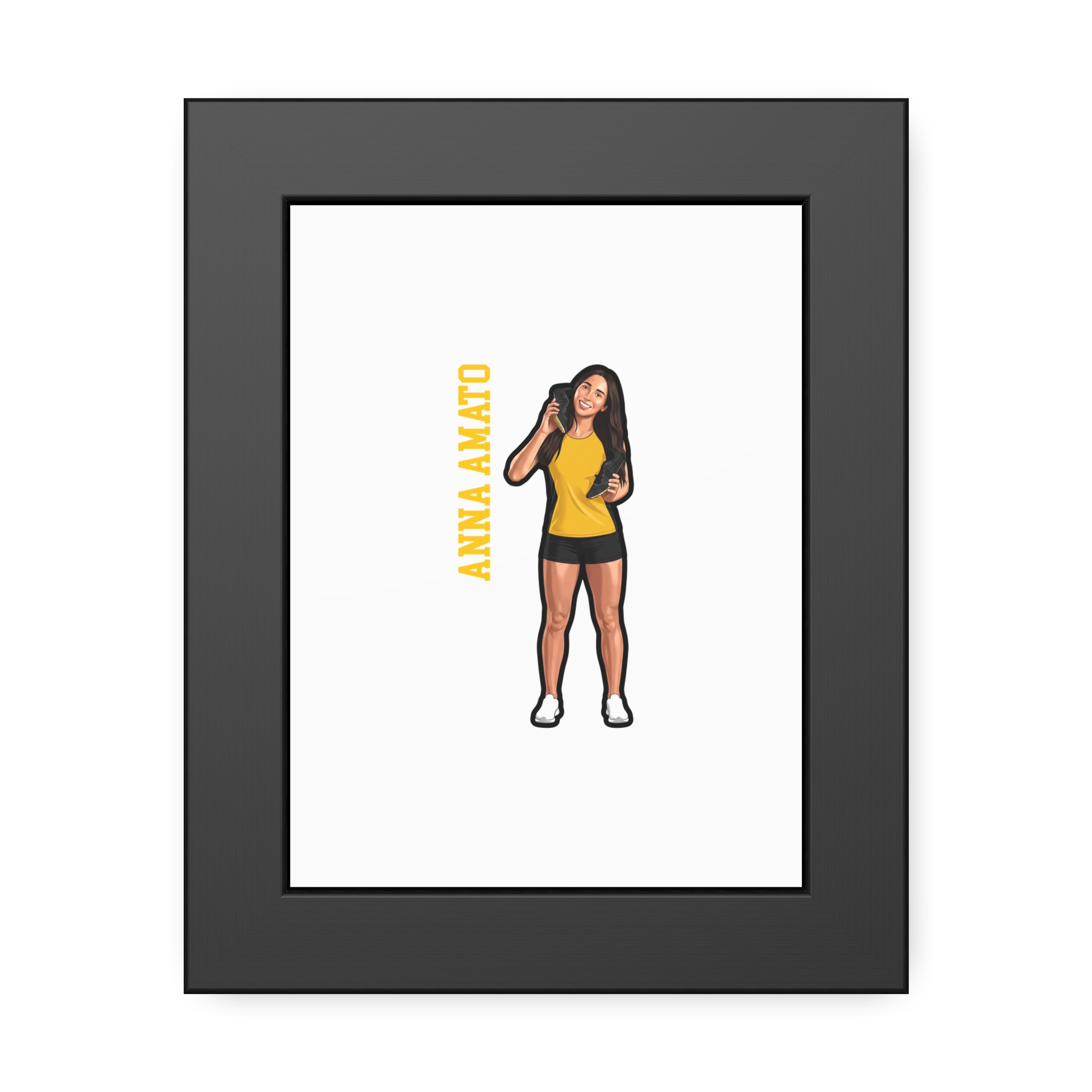 Framed Poster — character_name_vertical in Black