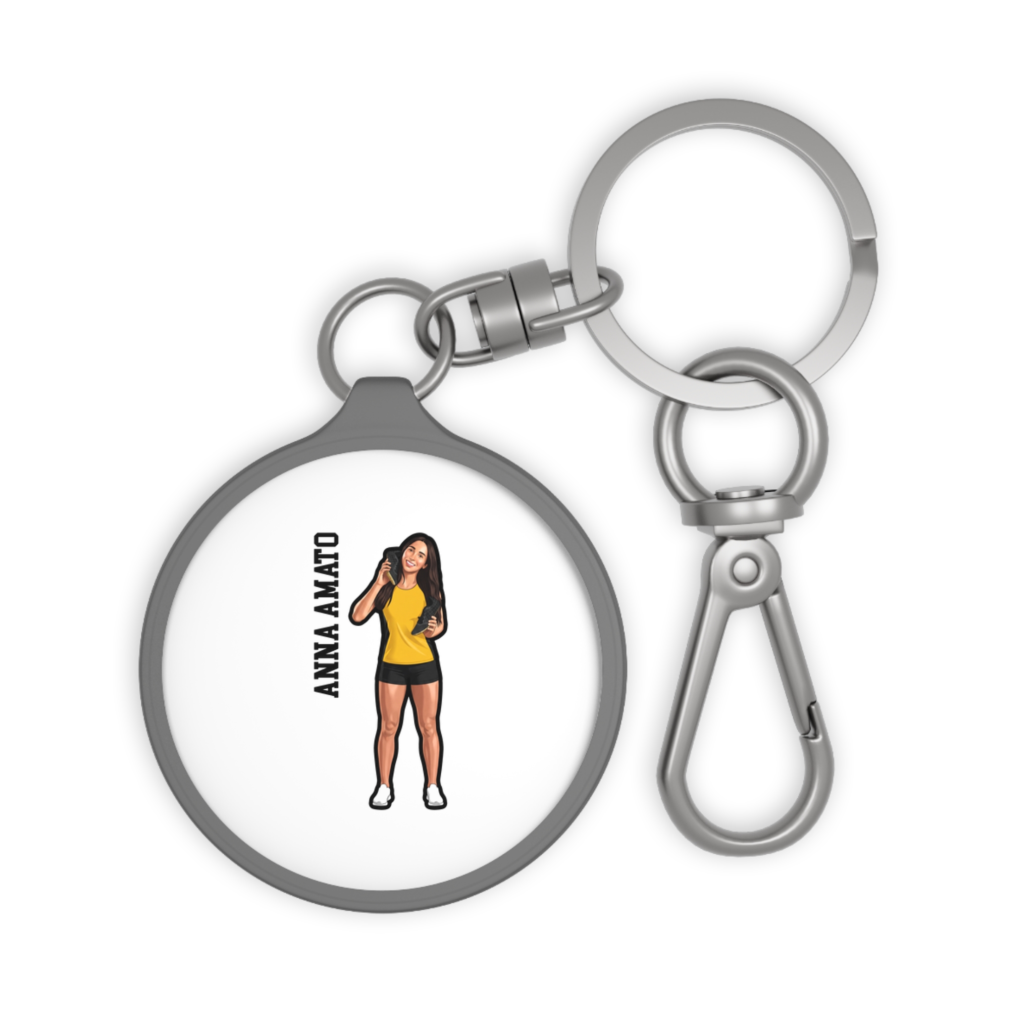 Keychain — character_name_vertical in Grey