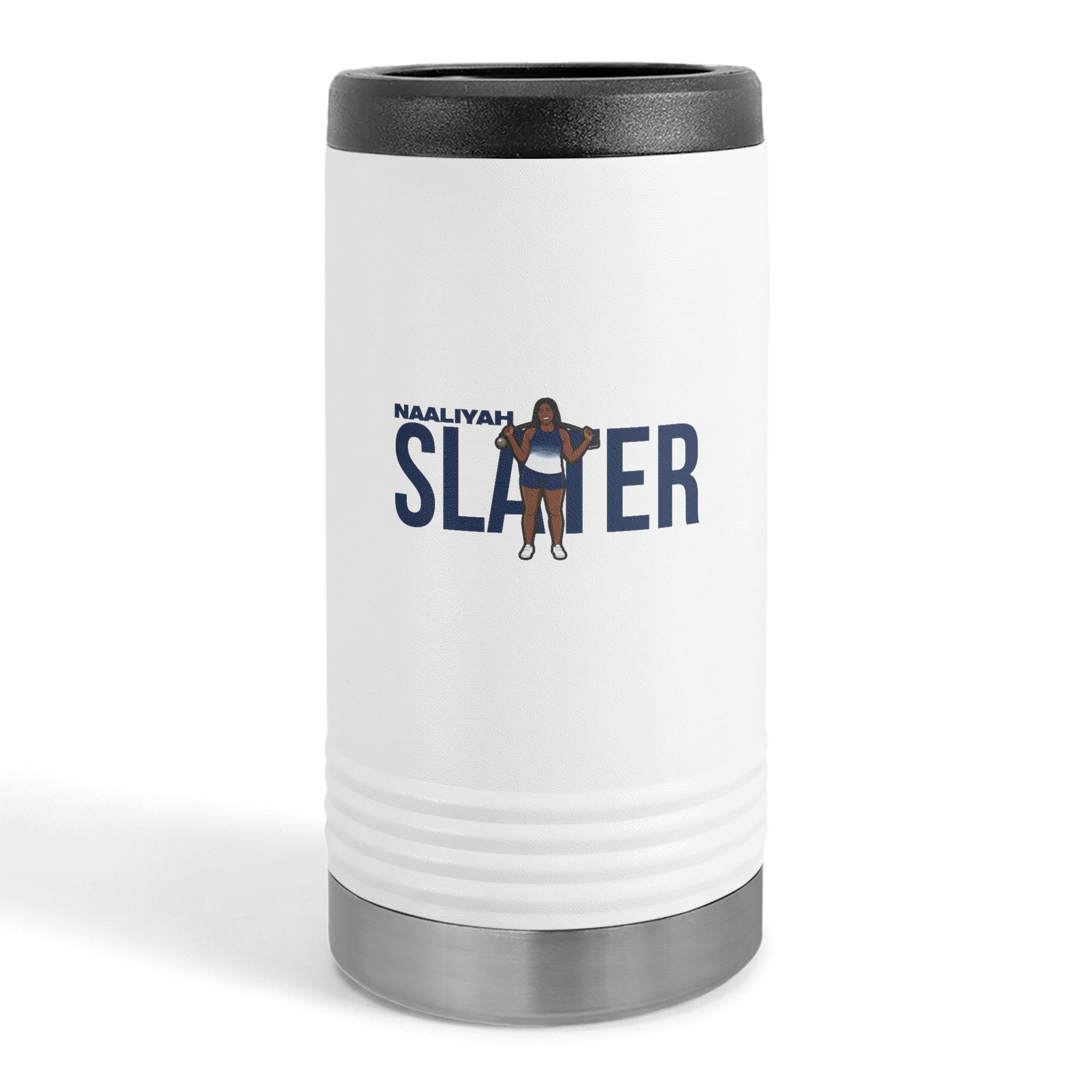 Slim Stainless Can Cooler — character_player_name in White