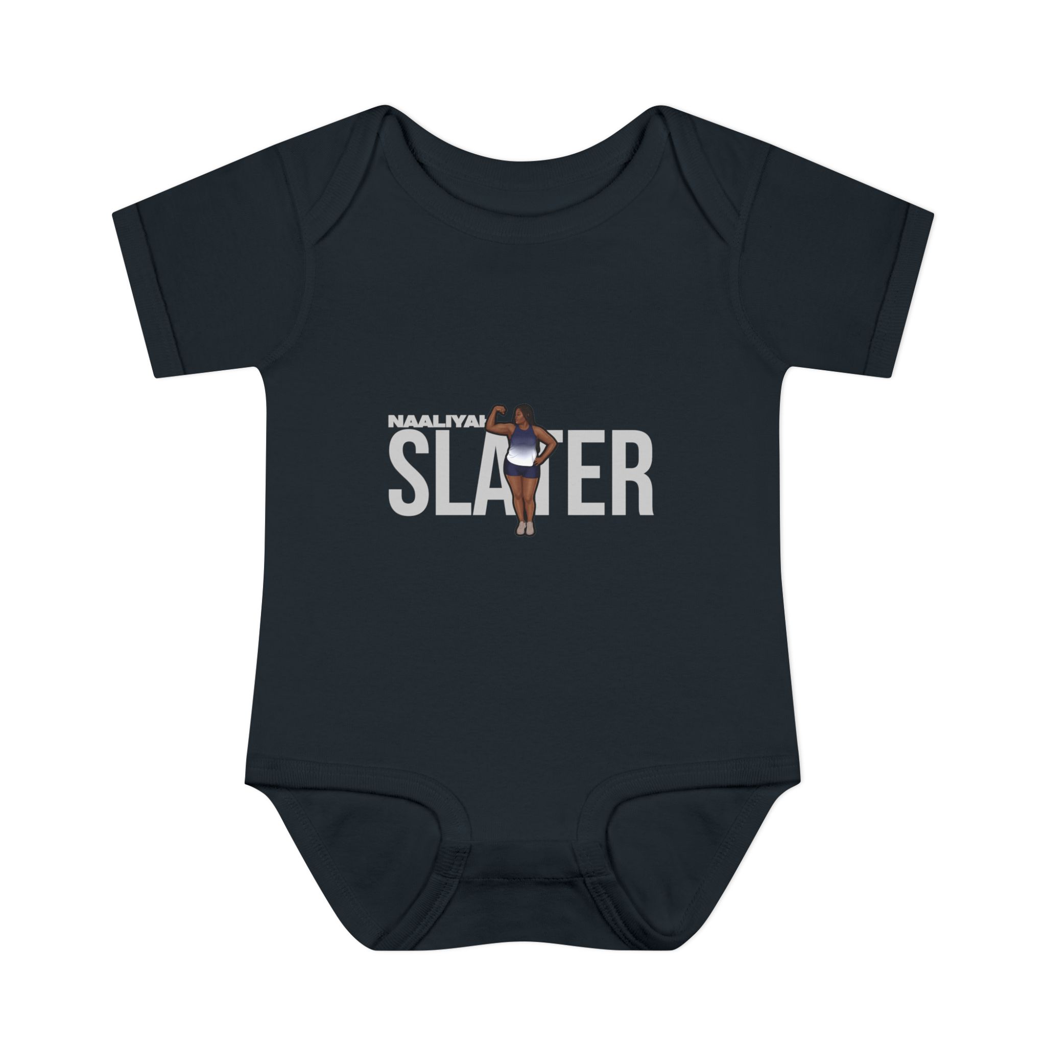 Baby Onesie — character_player_name in Black