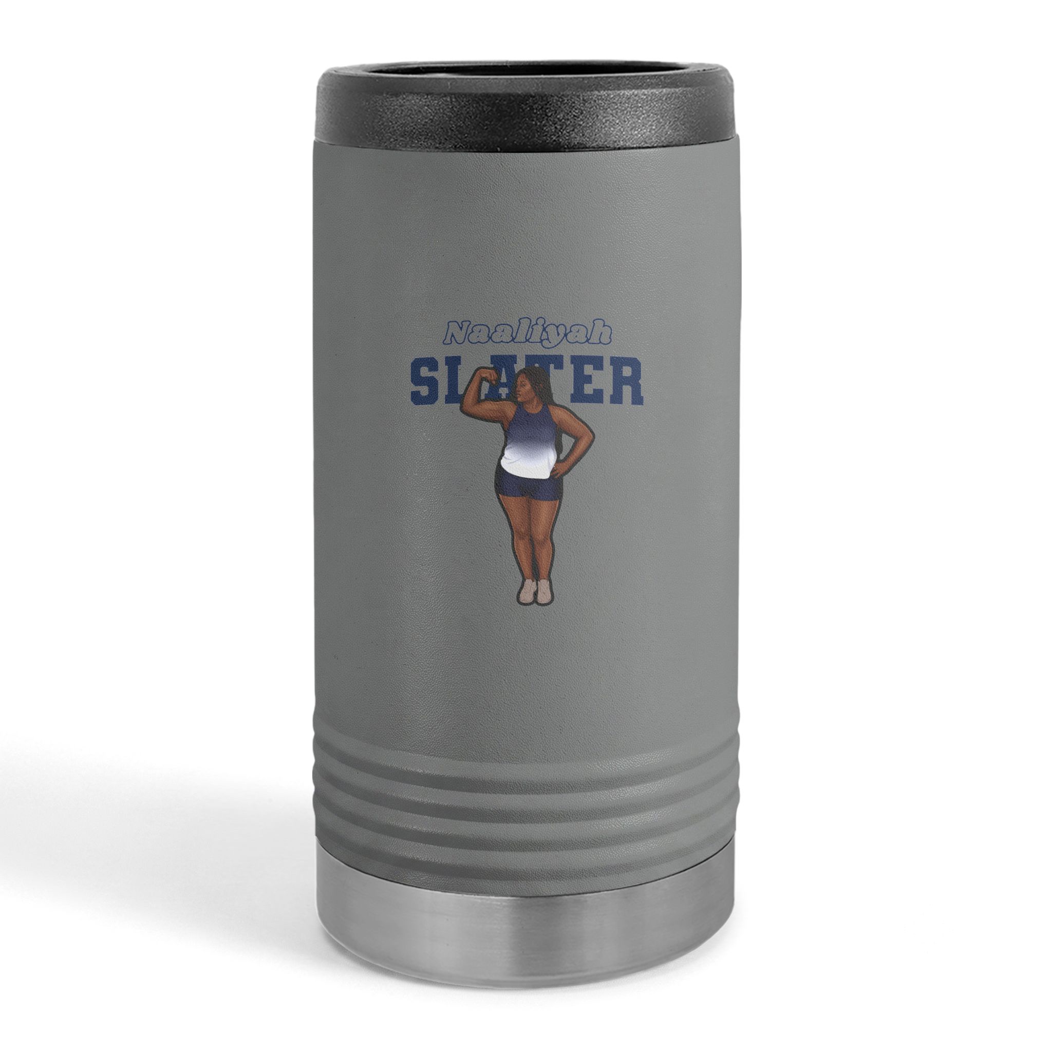 Slim Stainless Can Cooler — character_name_arch in Grey