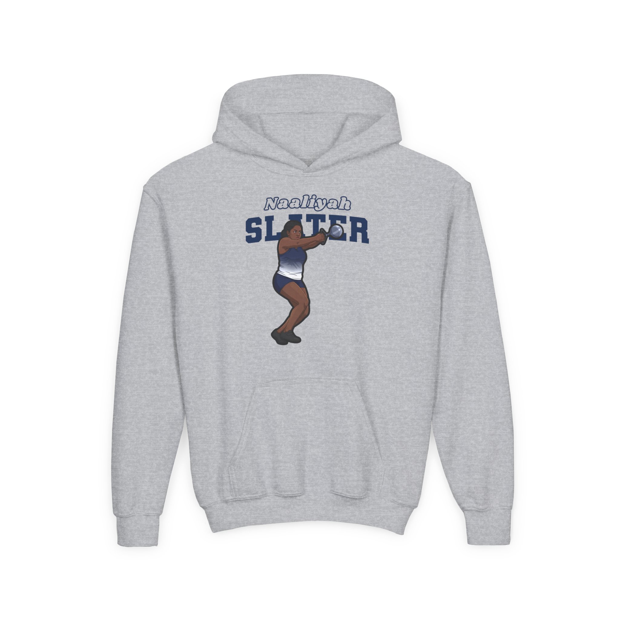 Youth Hoodie — character_name_arch in Grey